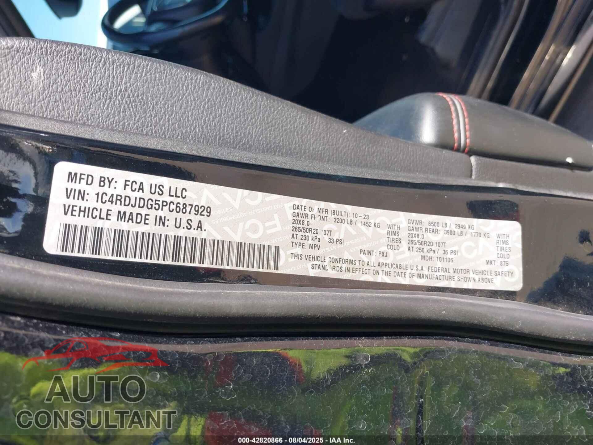 DODGE DURANGO 2023 - 1C4RDJDG5PC687929