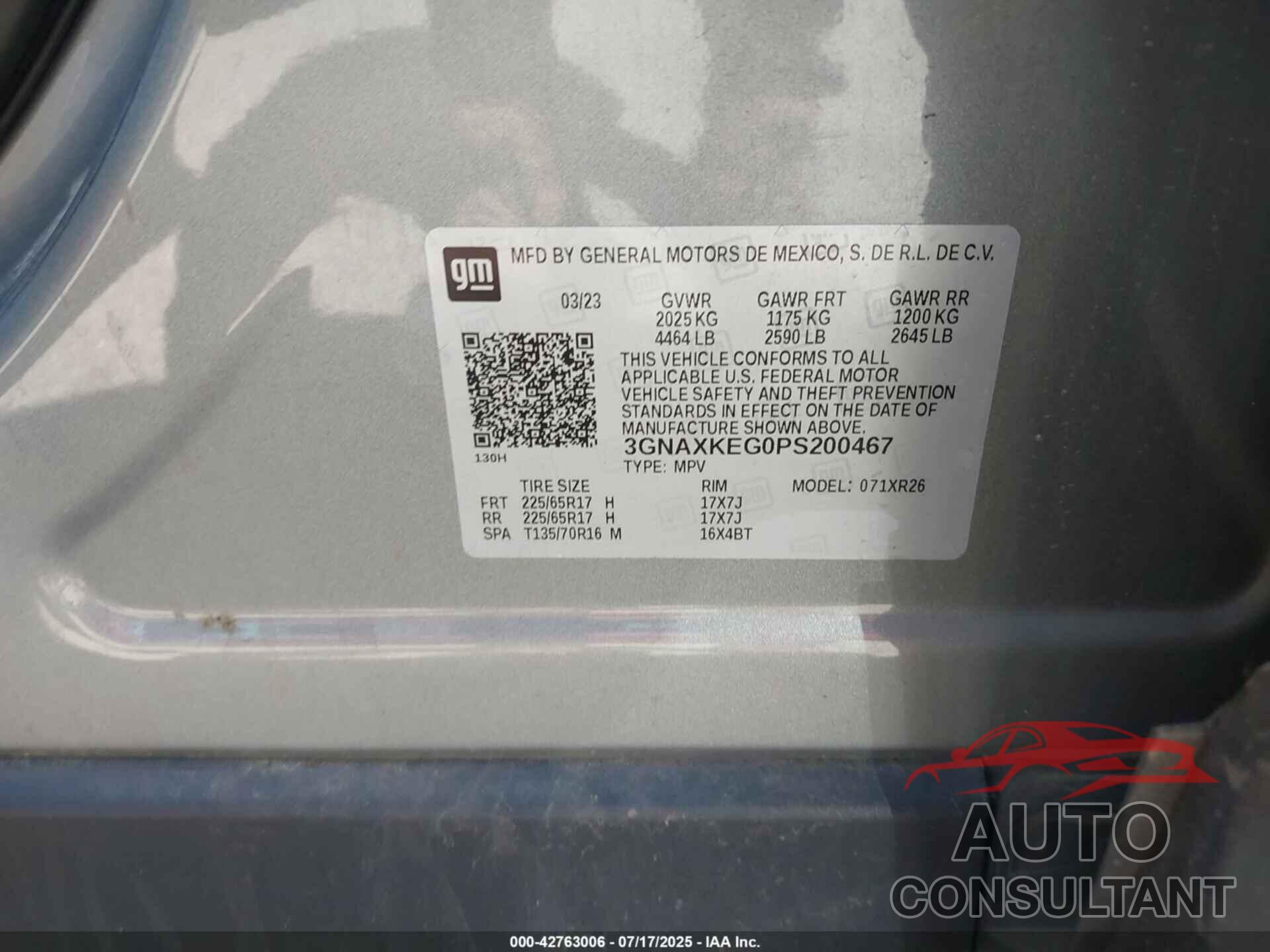 CHEVROLET EQUINOX 2023 - 3GNAXKEG0PS200467