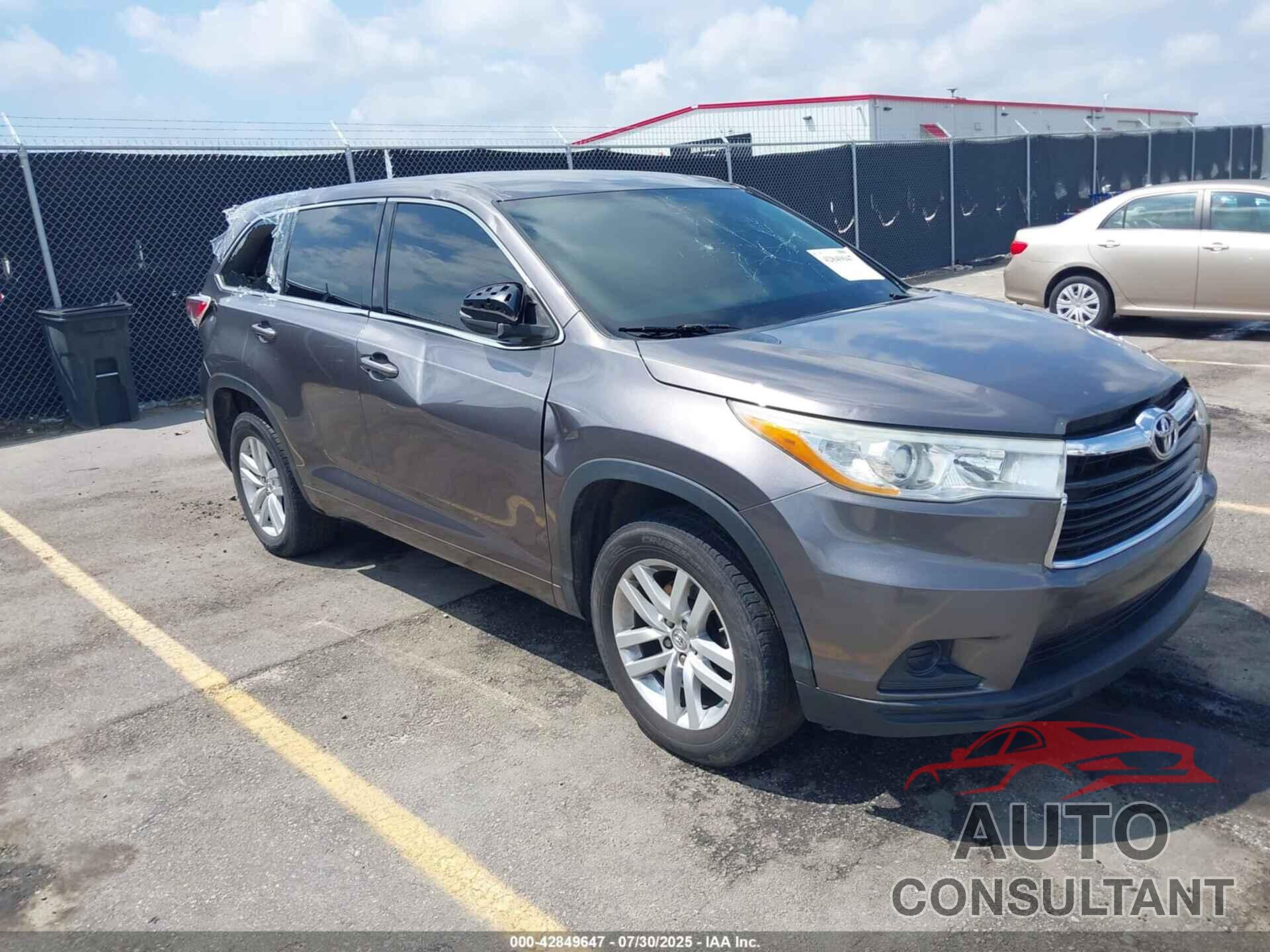 TOYOTA HIGHLANDER 2014 - 5TDZARFH7ES007523