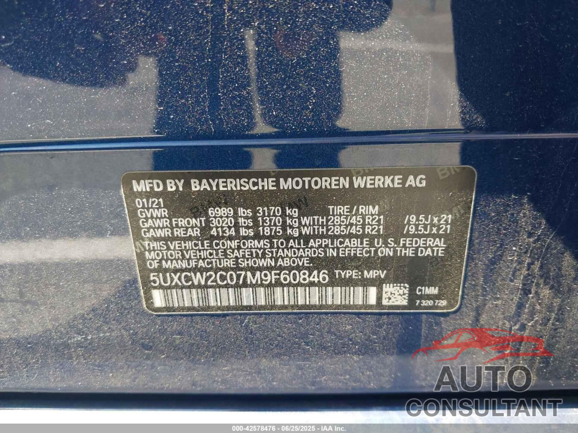 BMW X7 2021 - 5UXCW2C07M9F60846