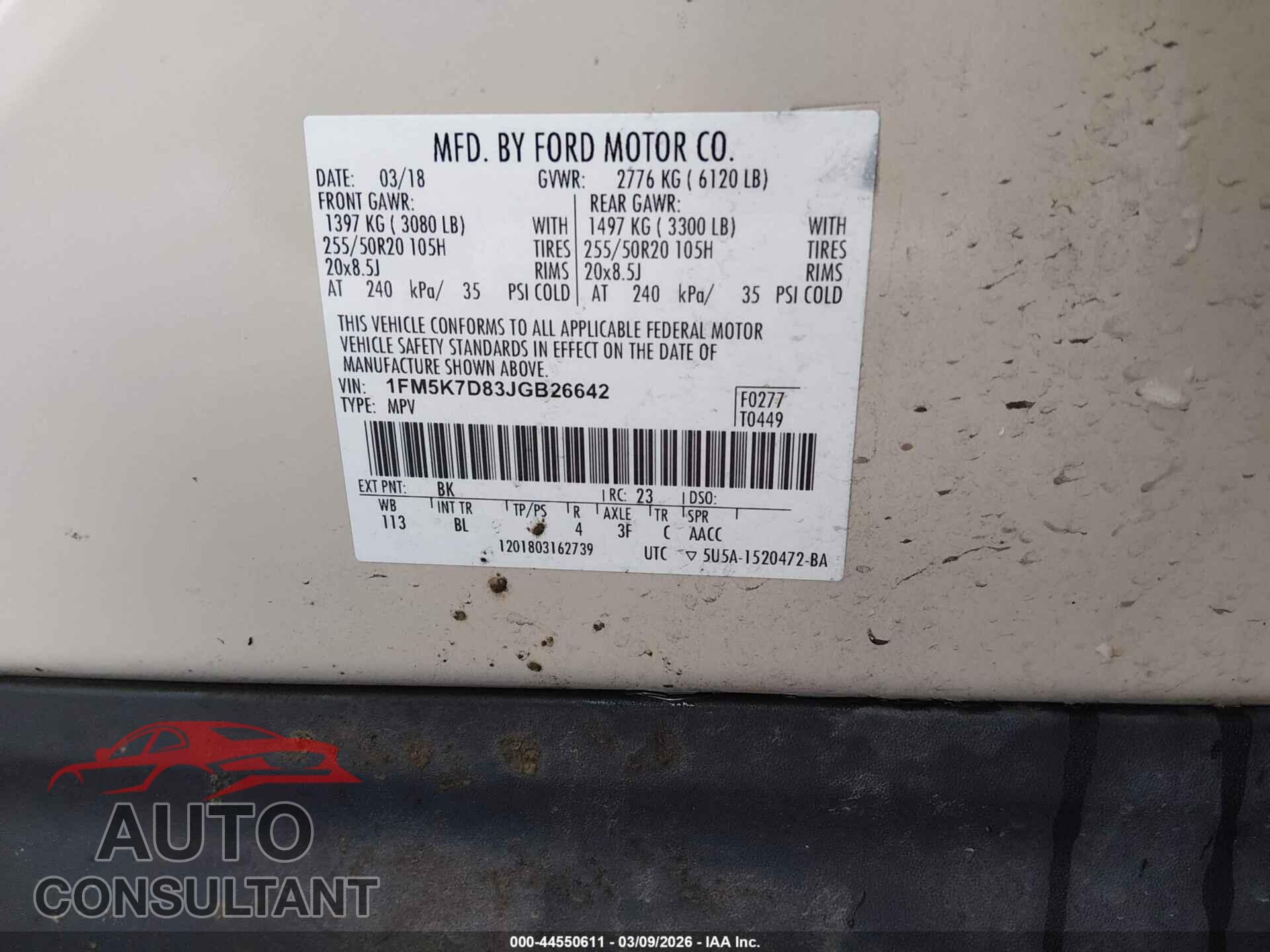 FORD EXPLORER 2018 - 1FM5K7D83JGB26642