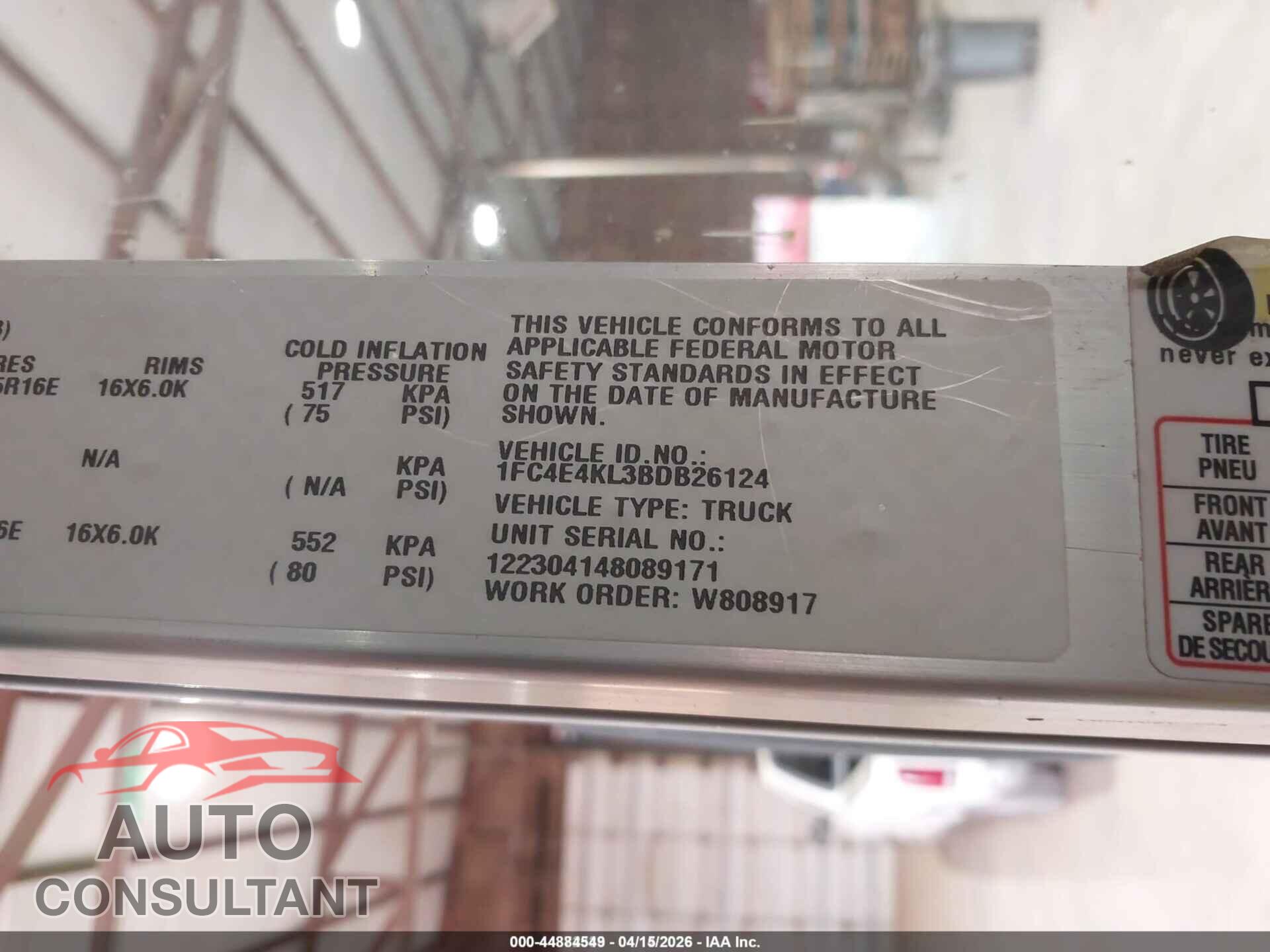 FORD E-450 STRIPPED 2011 - 1FC4E4KL3BDB26124