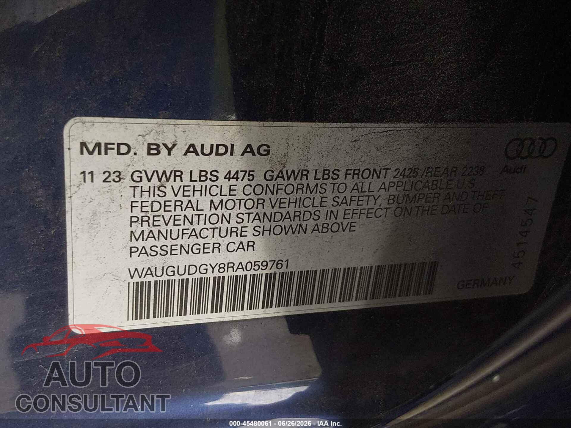 AUDI A3 2024 - WAUGUDGY8RA059761