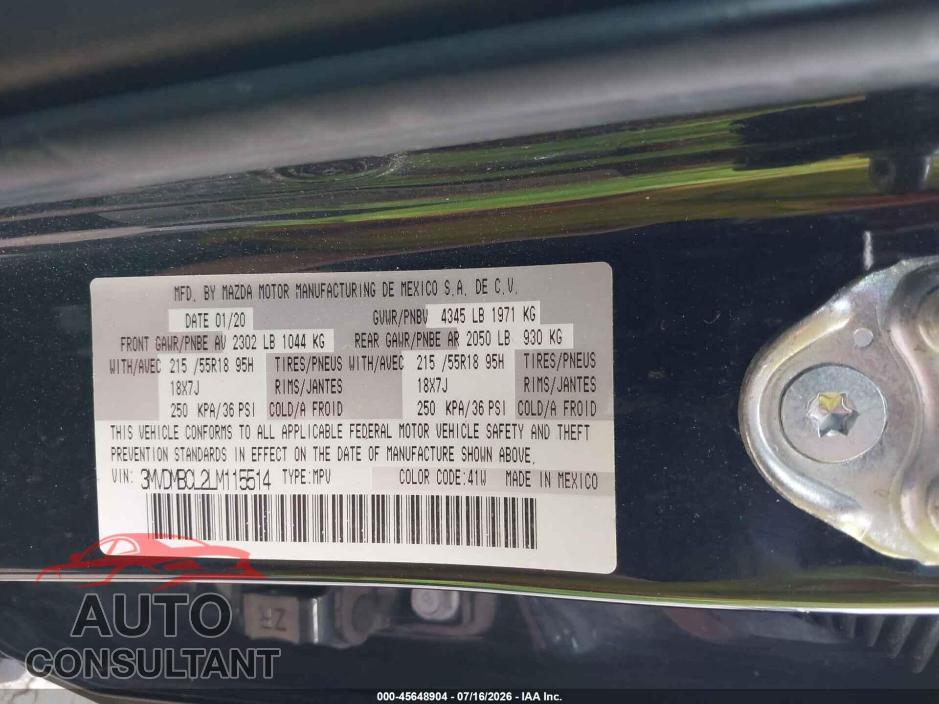 MAZDA CX-30 2020 - 3MVDMBCL2LM115514