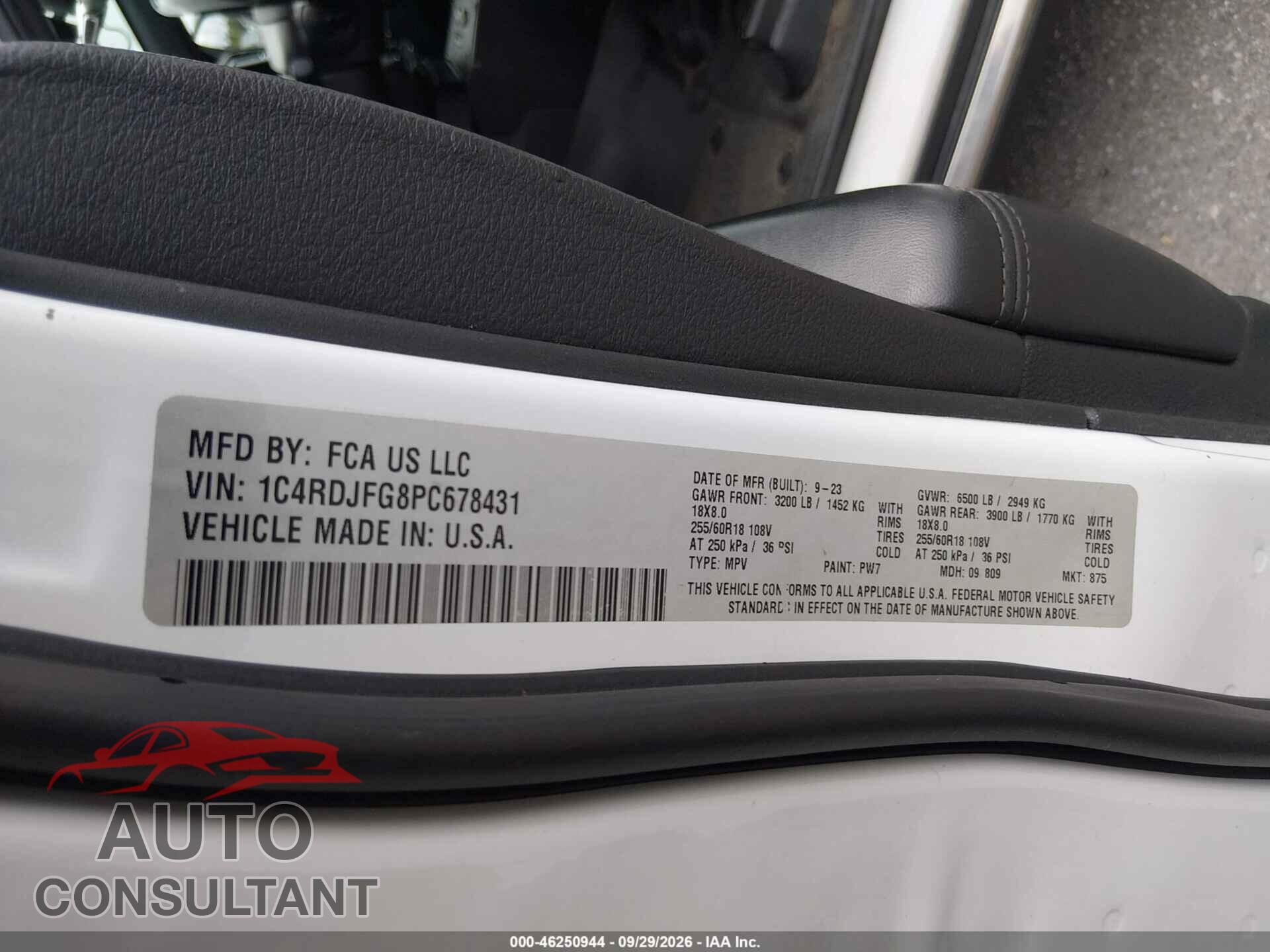 DODGE DURANGO 2023 - 1C4RDJFG8PC678431