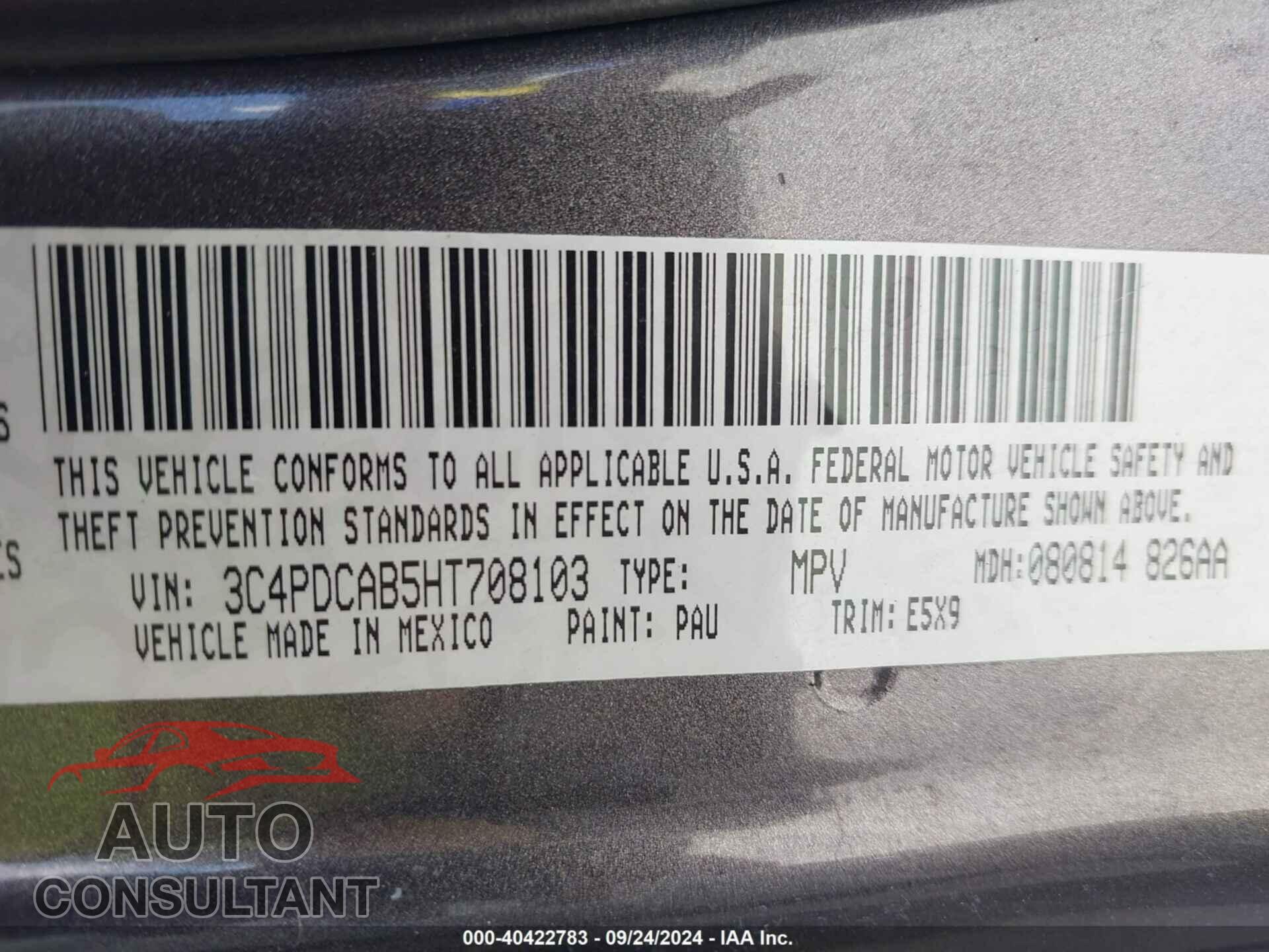 DODGE JOURNEY 2017 - 3C4PDCAB5HT708103