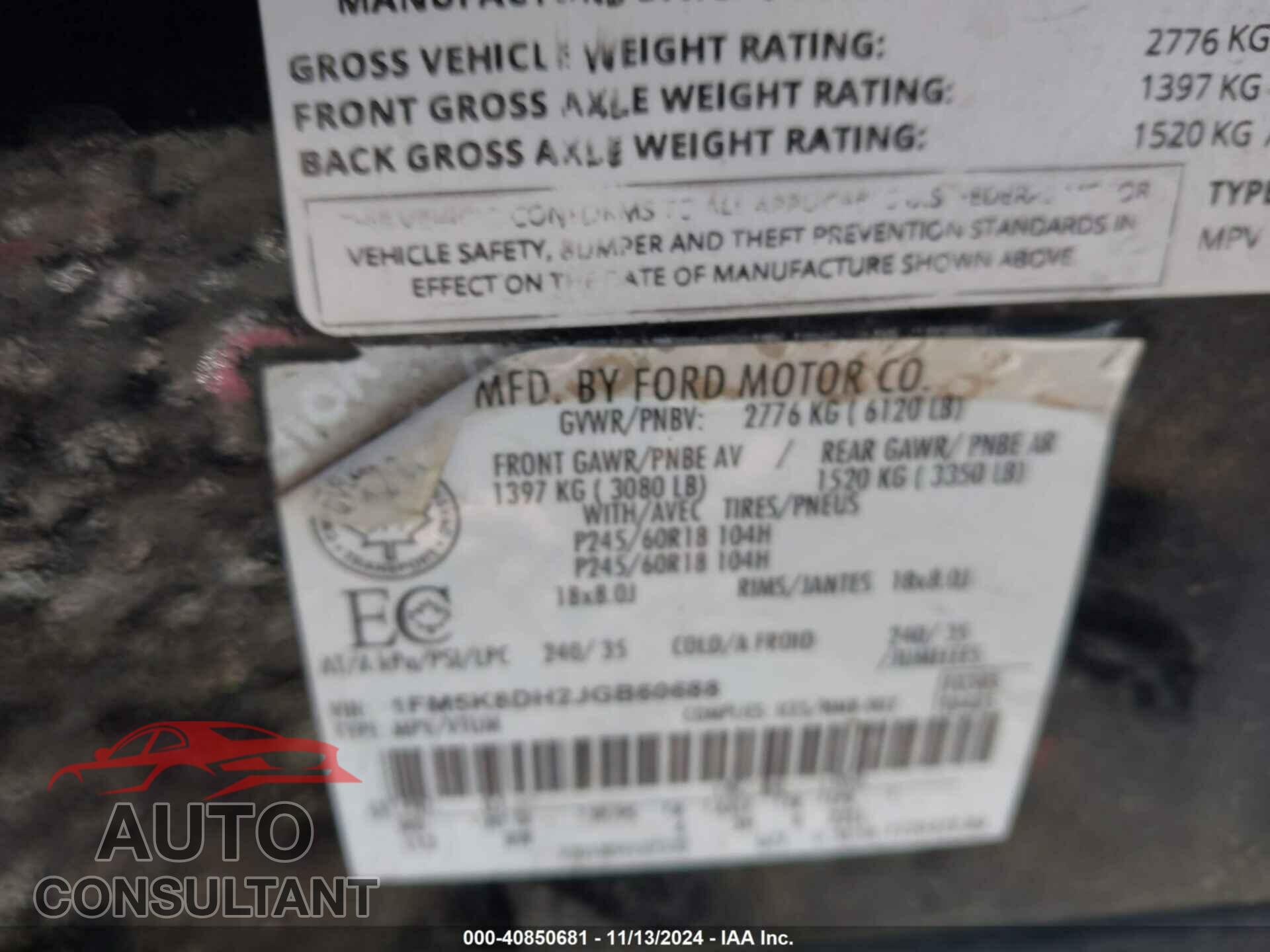 FORD EXPLORER 2018 - 1FM5K8DH2JGB60688