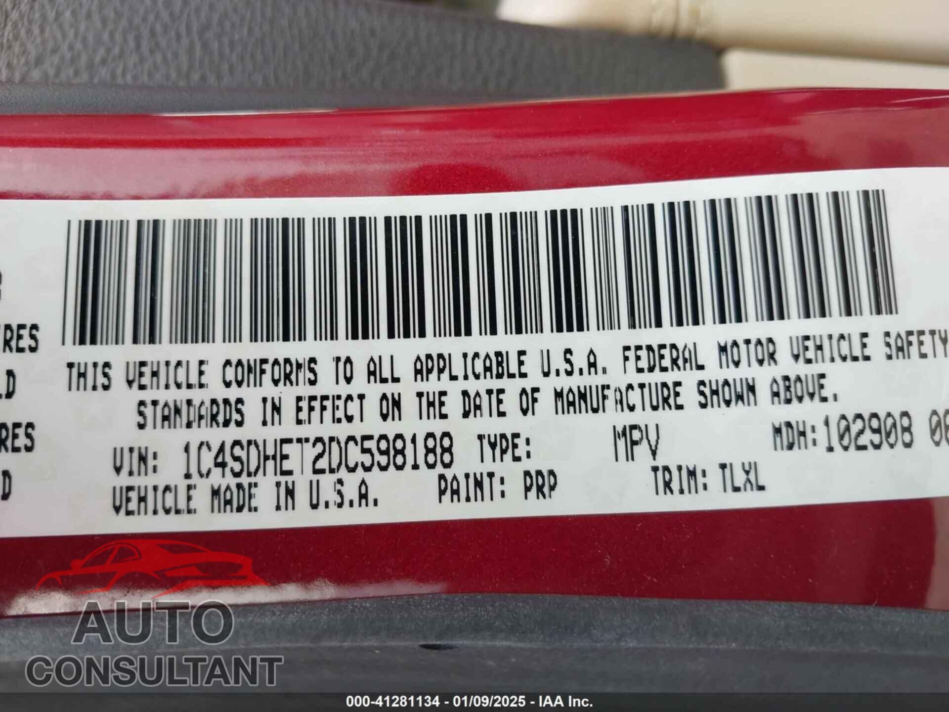 DODGE DURANGO 2013 - 1C4SDHET2DC598188
