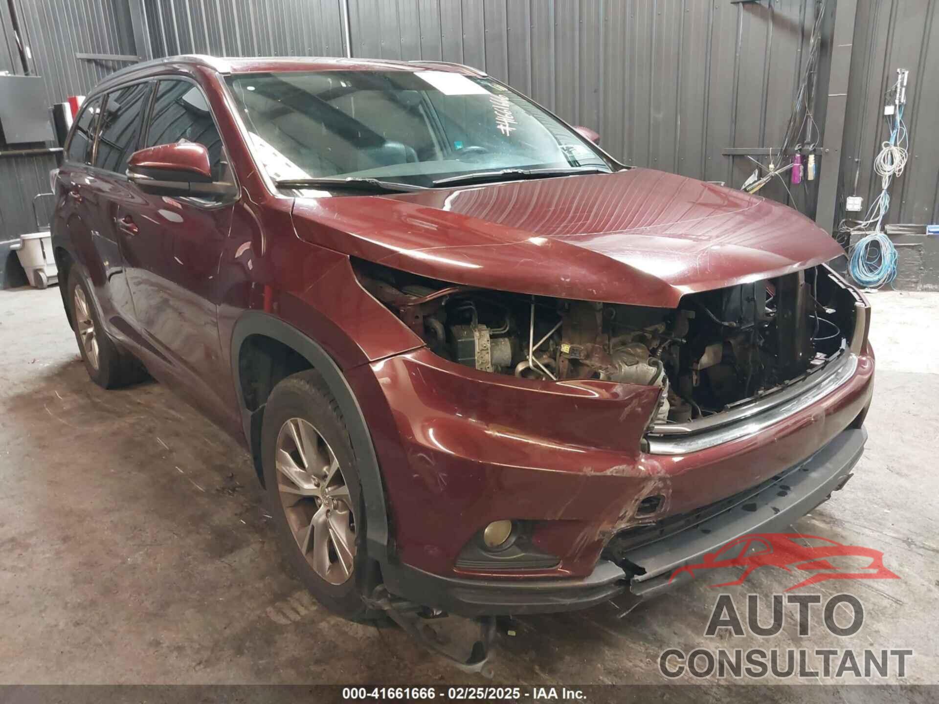 TOYOTA HIGHLANDER 2015 - 5TDJKRFH6FS217011