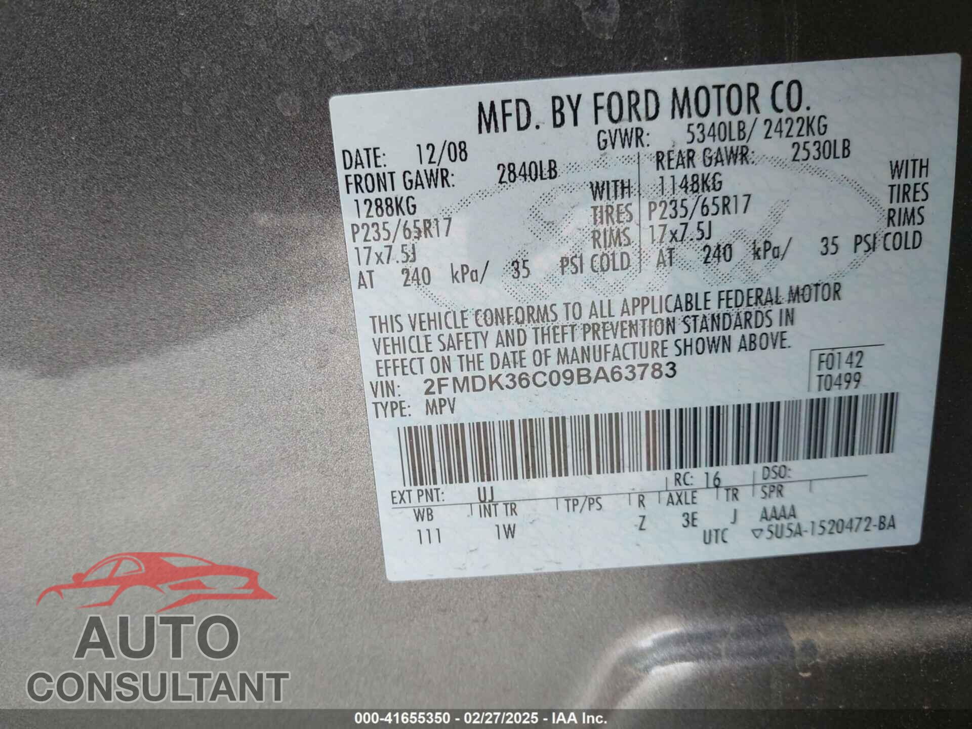 FORD EDGE 2009 - 2FMDK36C09BA63783