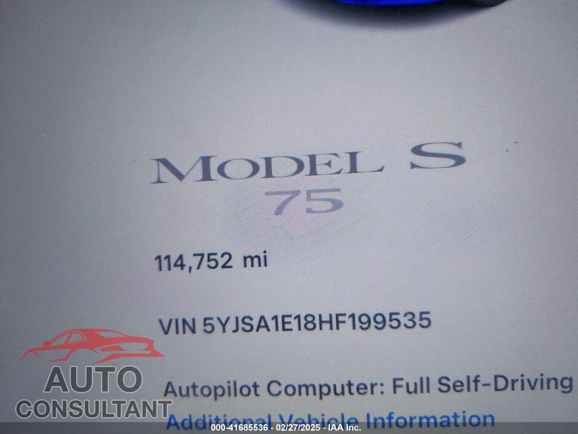 TESLA MODEL S 2017 - 5YJSA1E18HF199535