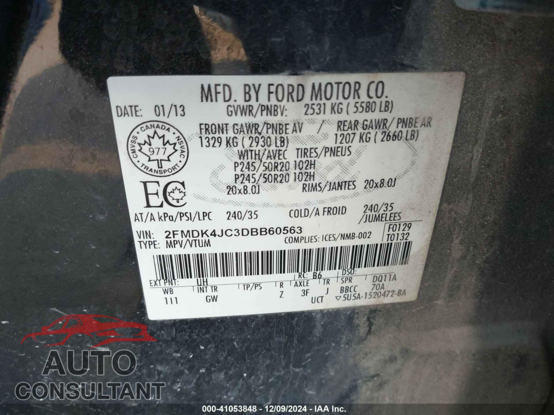 FORD EDGE 2013 - 2FMDK4JC3DBB60563