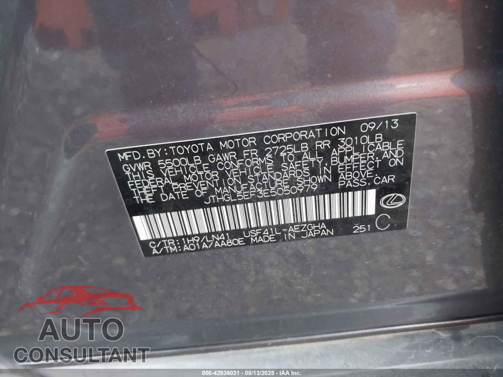 LEXUS LS 460 2014 - JTHGL5EF3E5050979