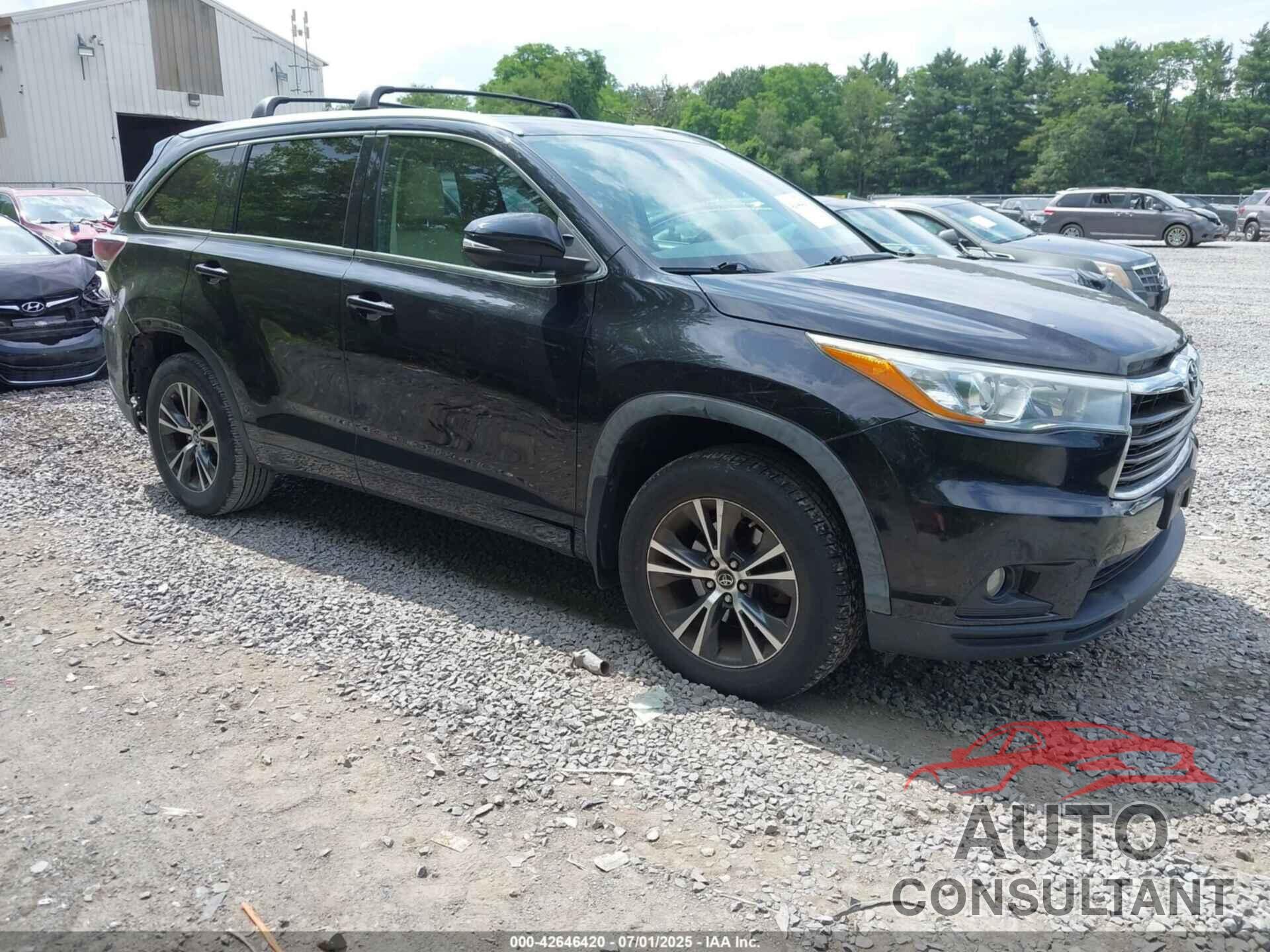 TOYOTA HIGHLANDER 2016 - 5TDJKRFH7GS322562