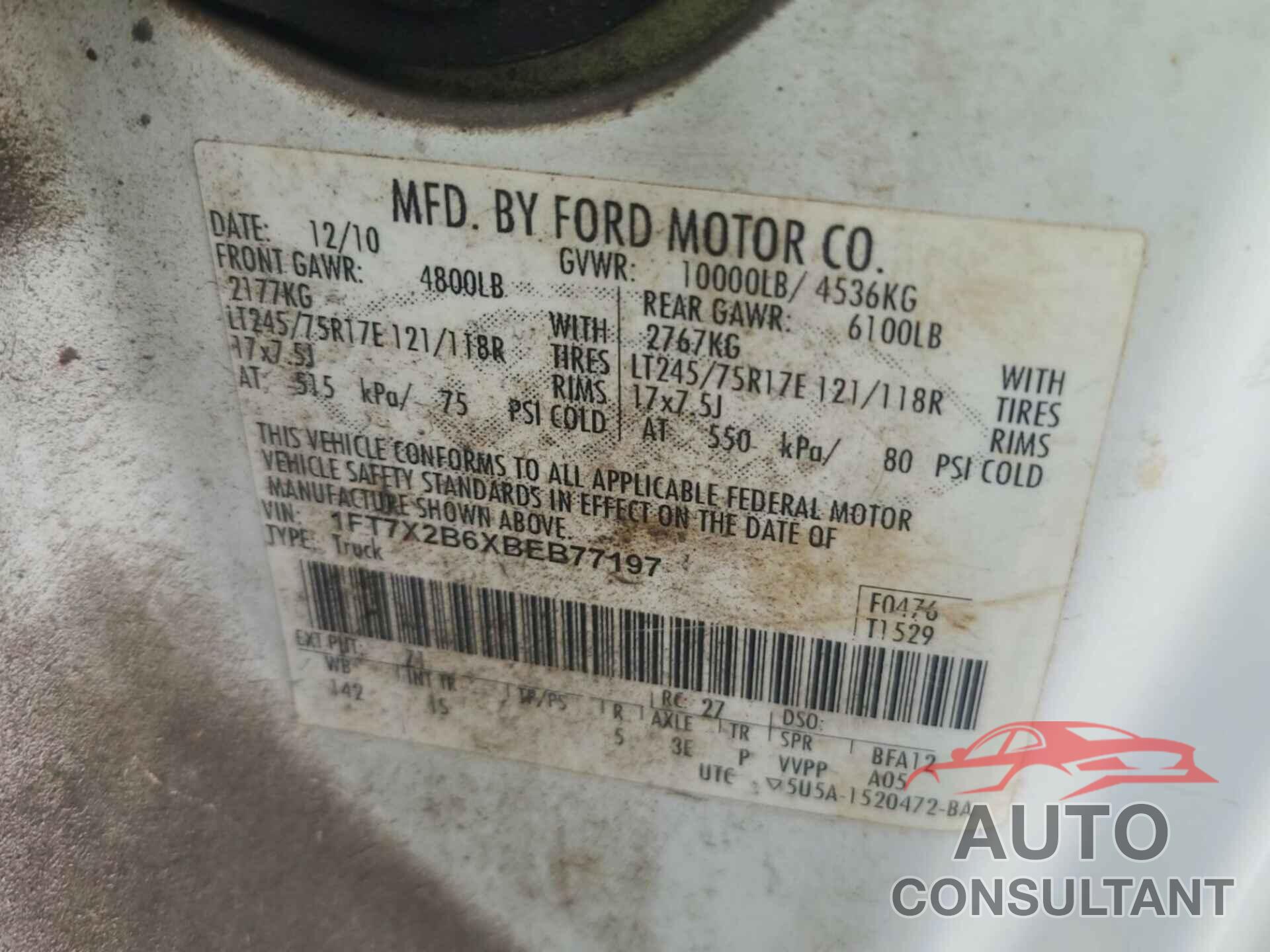 FORD F-250 2011 - 1FT7X2B6XBEB77197