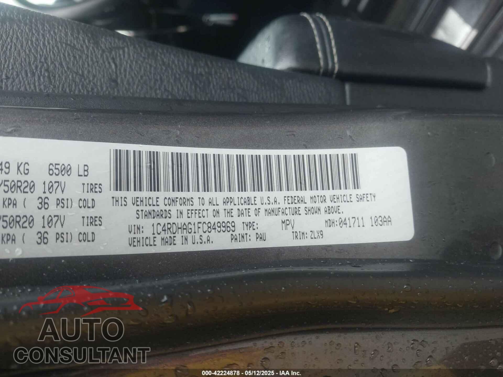 DODGE DURANGO 2015 - 1C4RDHAG1FC849969