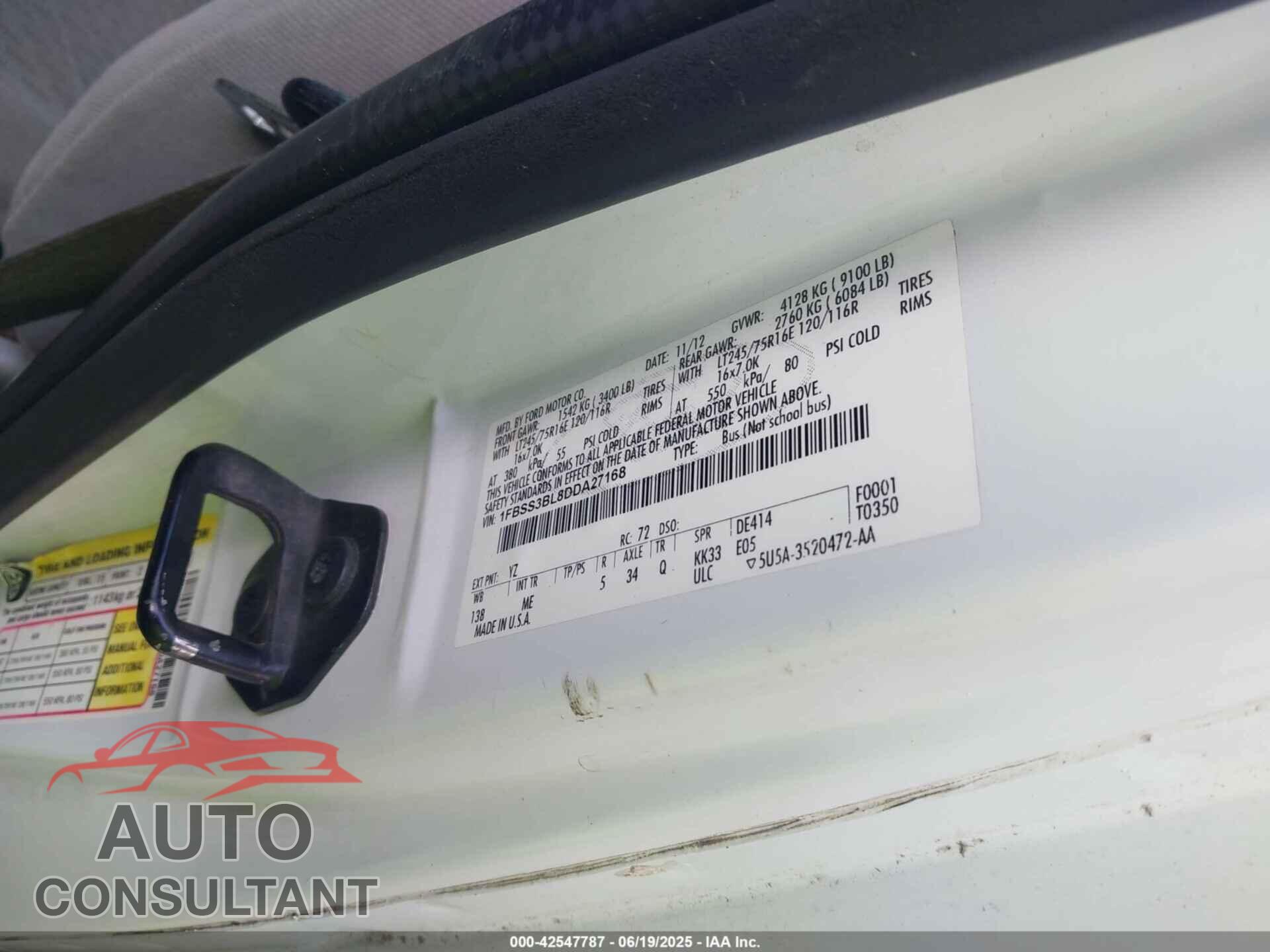 FORD ECONOLINE 2013 - 1FBSS3BL8DDA27168
