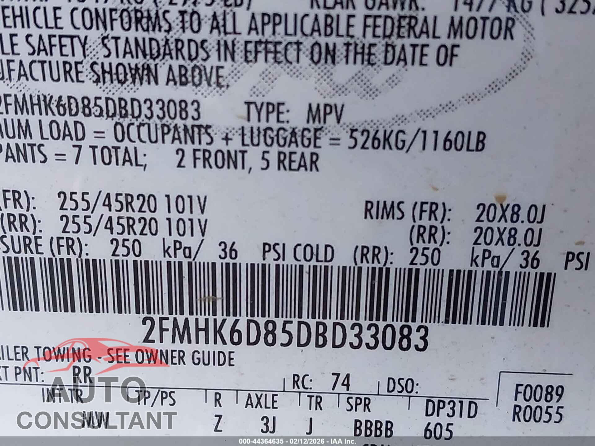 FORD FLEX 2013 - 2FMHK6D85DBD33083