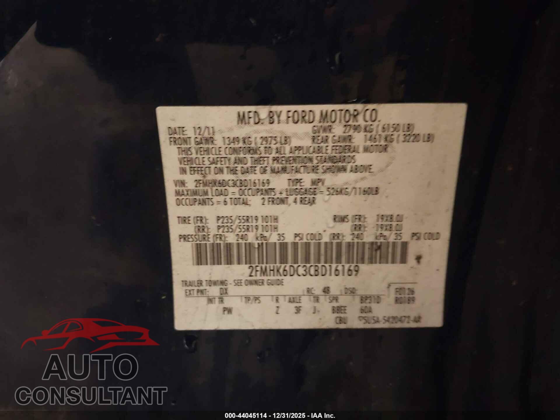 FORD FLEX 2012 - 2FMHK6DC3CBD16169