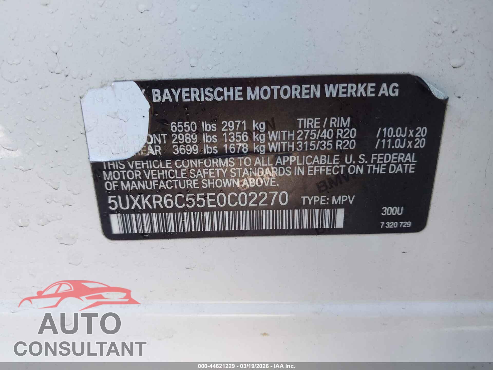 BMW X5 2014 - 5UXKR6C55E0C02270