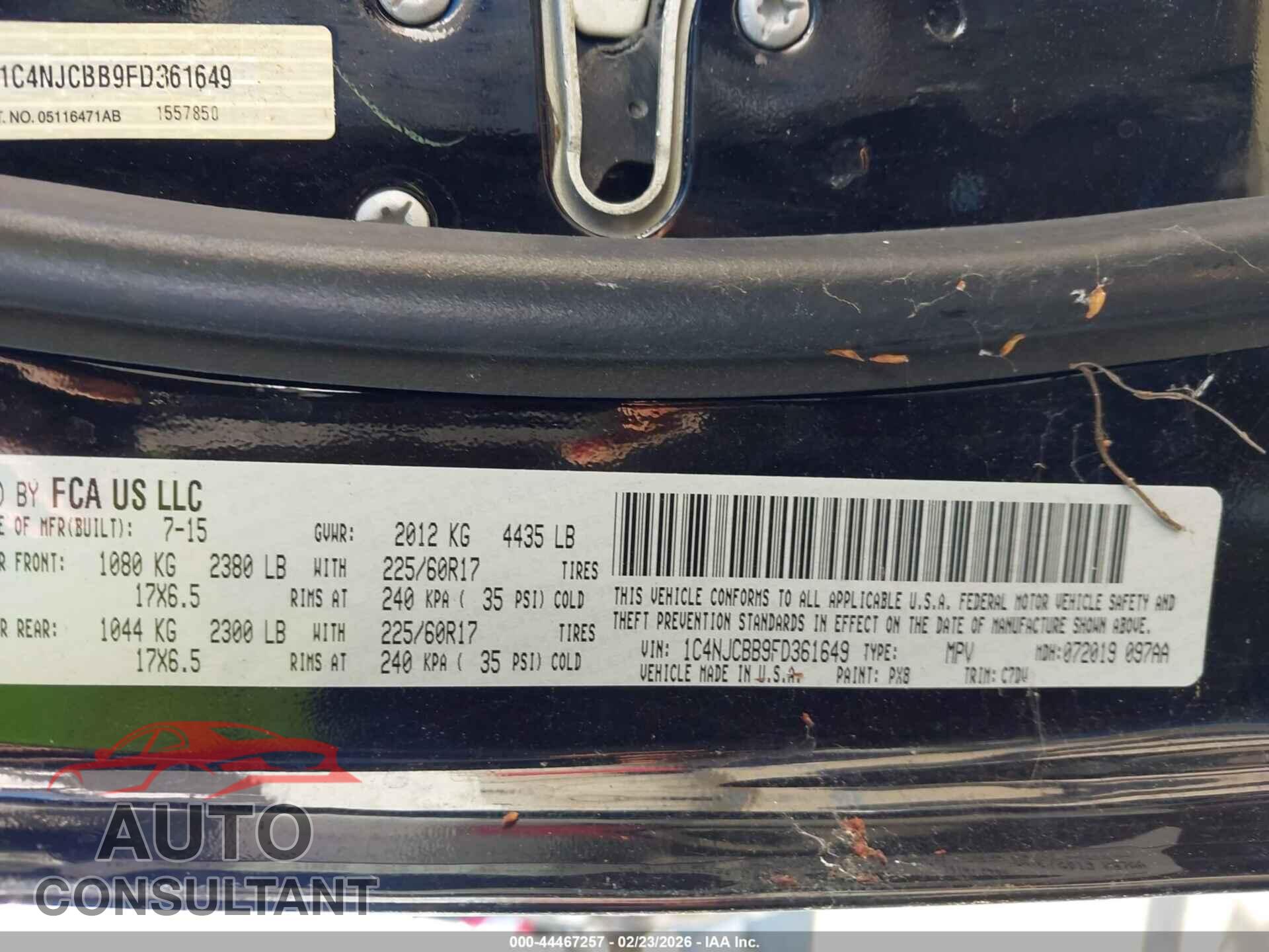 JEEP COMPASS 2015 - 1C4NJCBB9FD361649