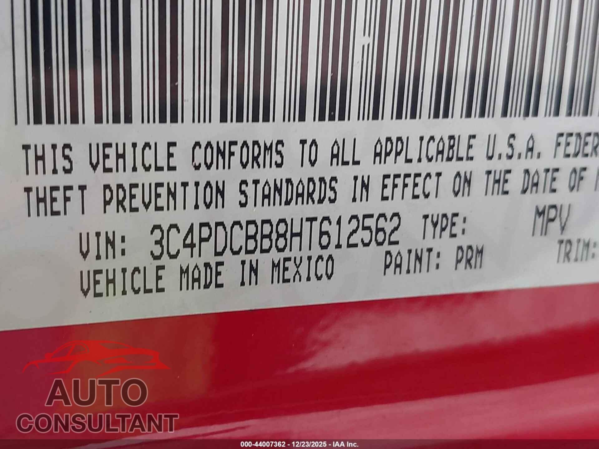 DODGE JOURNEY 2017 - 3C4PDCBB8HT612562
