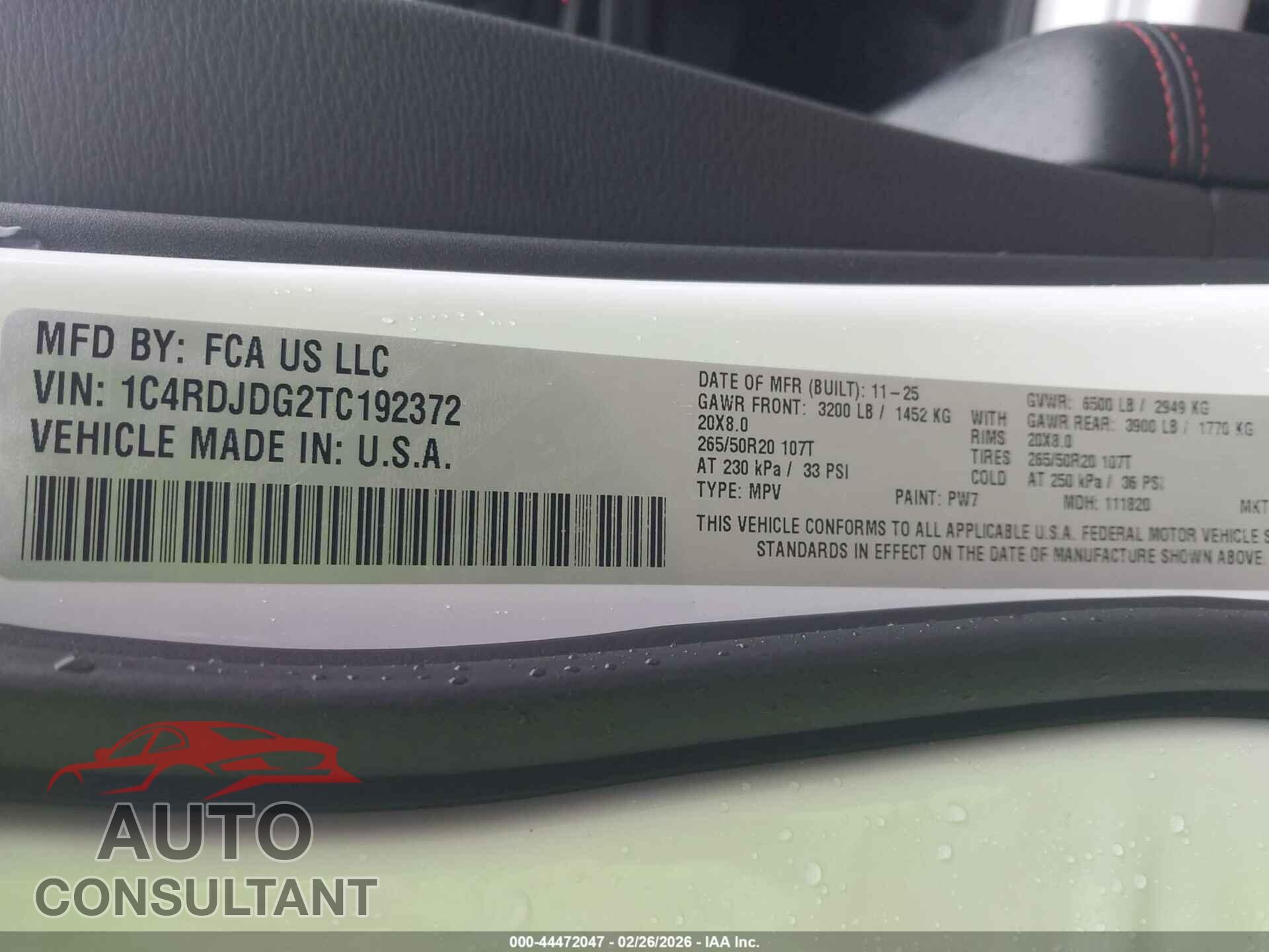 DODGE DURANGO 2026 - 1C4RDJDG2TC192372