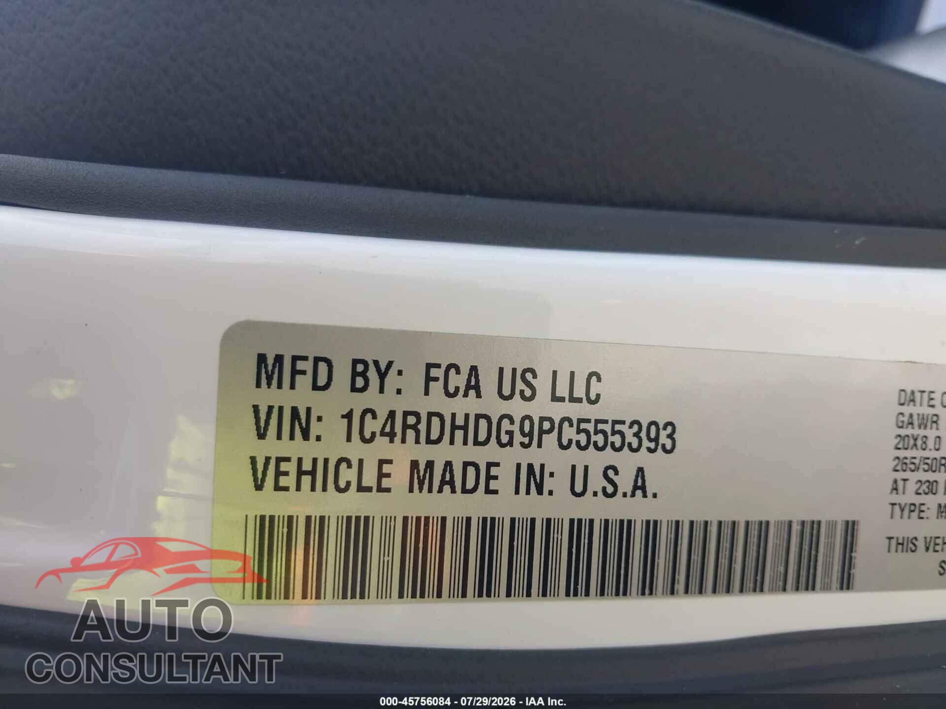 DODGE DURANGO 2023 - 1C4RDHDG9PC555393