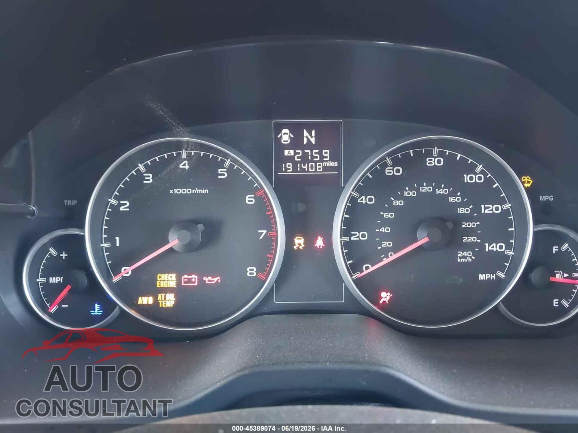 SUBARU OUTBACK 2013 - 4S4BRCGC4D3224596