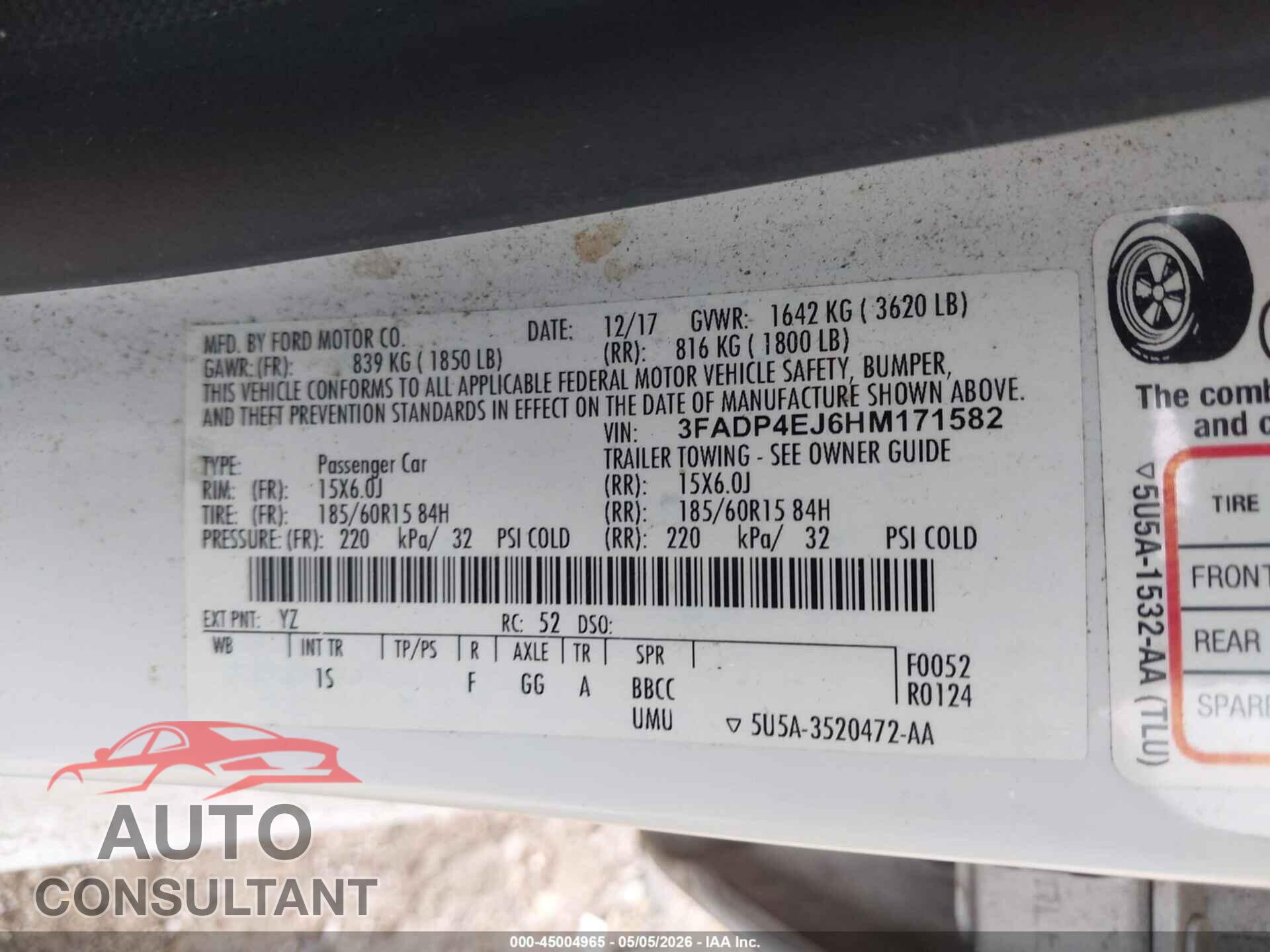FORD FIESTA 2017 - 3FADP4EJ6HM171582