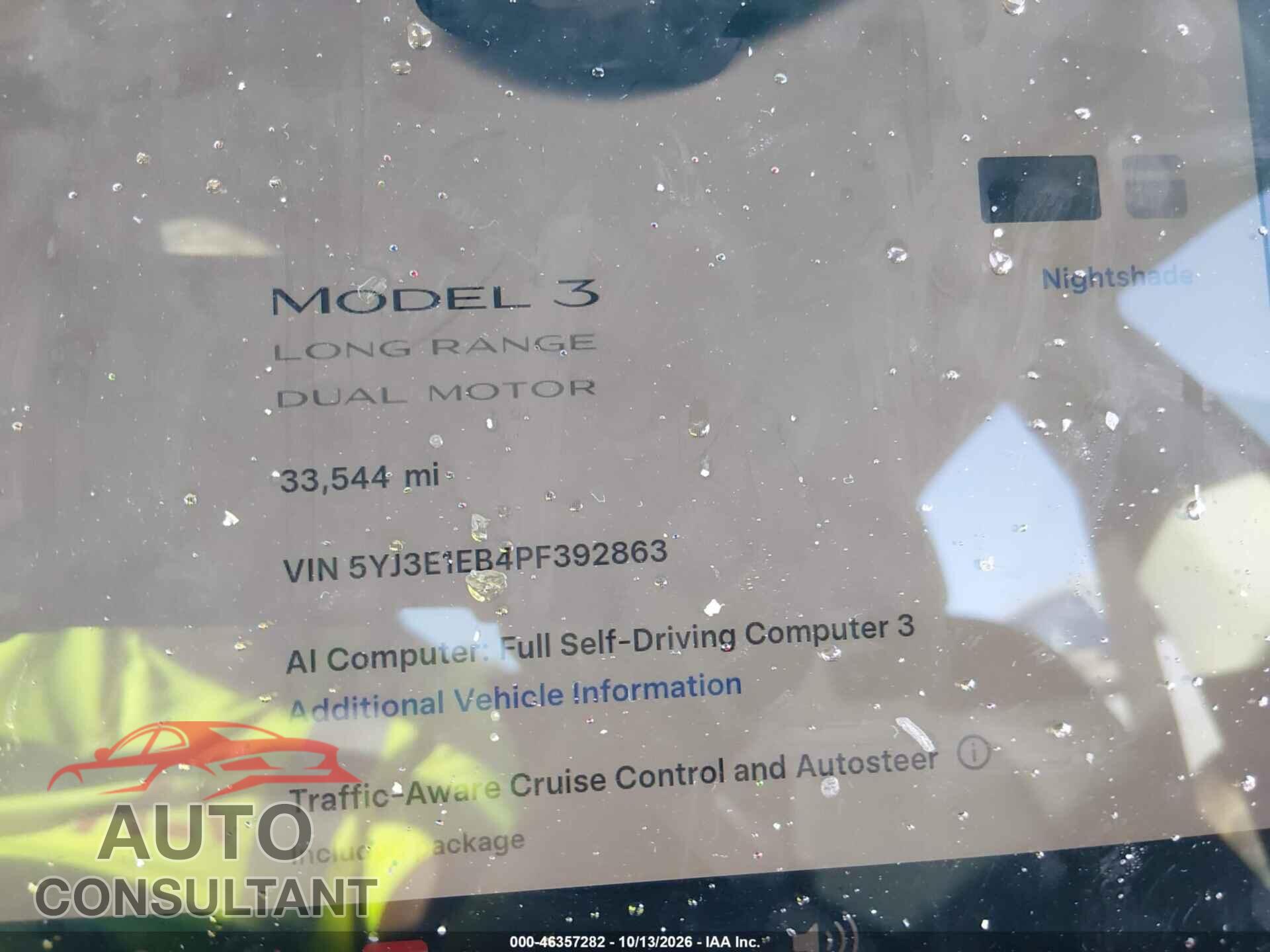 TESLA MODEL 3 2023 - 5YJ3E1EB4PF392863