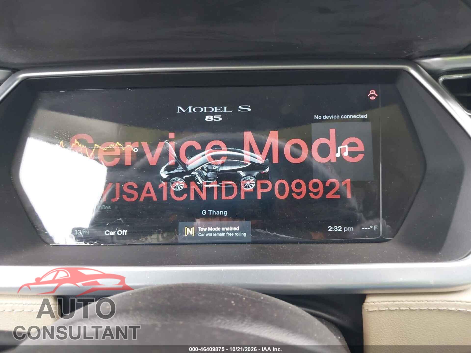 TESLA MODEL S 2013 - 5YJSA1CN1DFP09921
