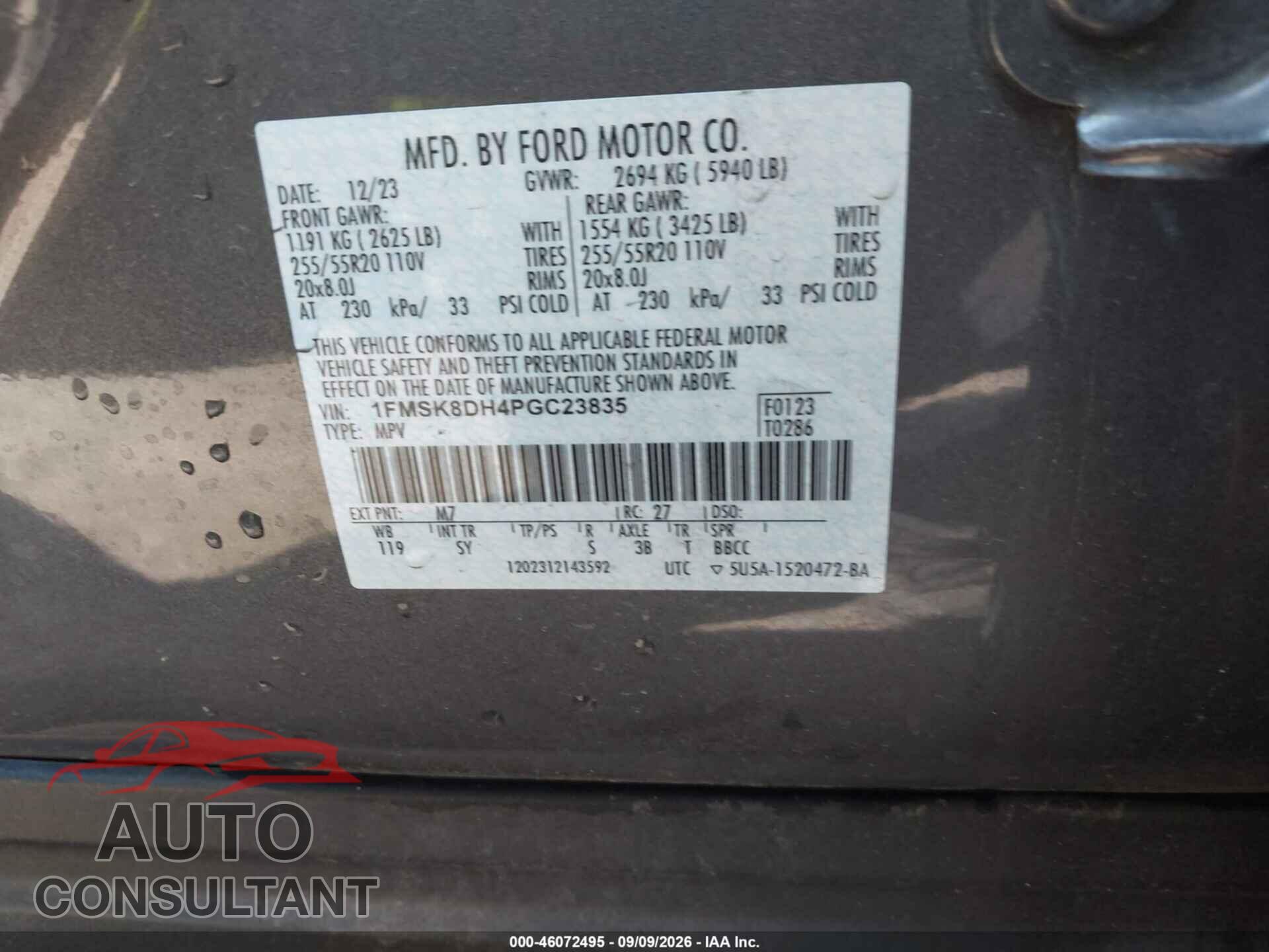 FORD EXPLORER 2023 - 1FMSK8DH4PGC23835