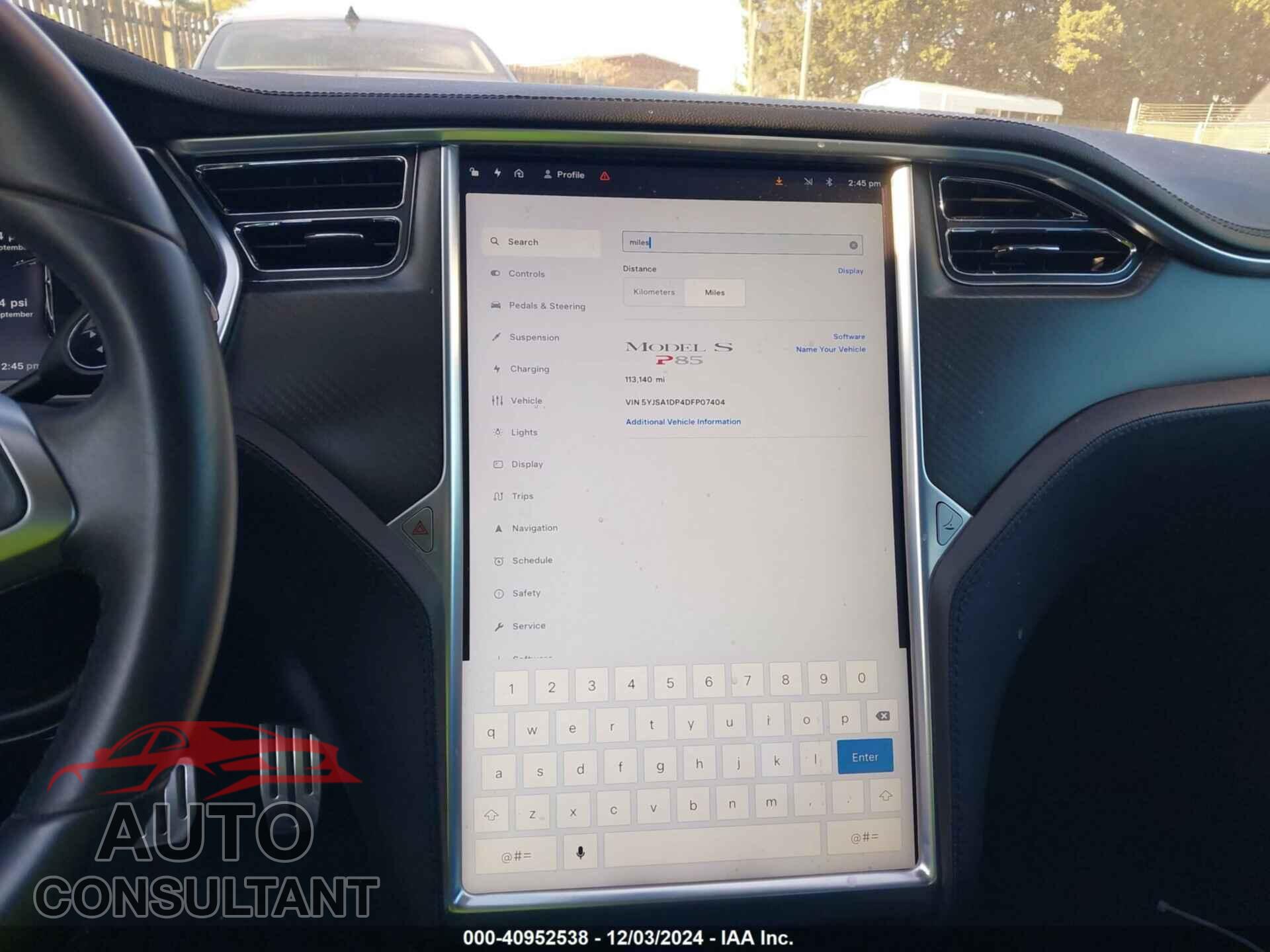 TESLA MODEL S 2013 - 5YJSA1DP4DFP07404