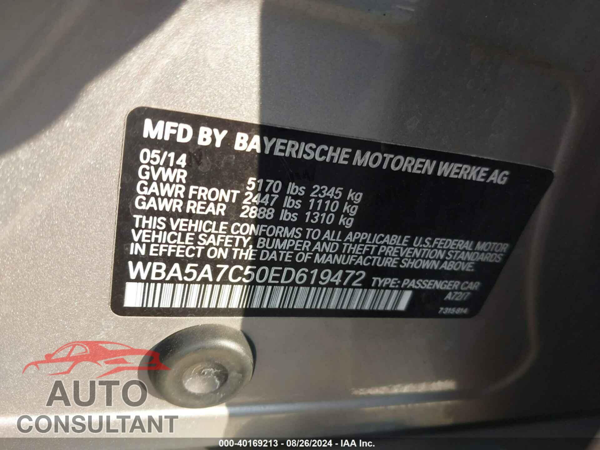 BMW 528I 2014 - WBA5A7C50ED619472