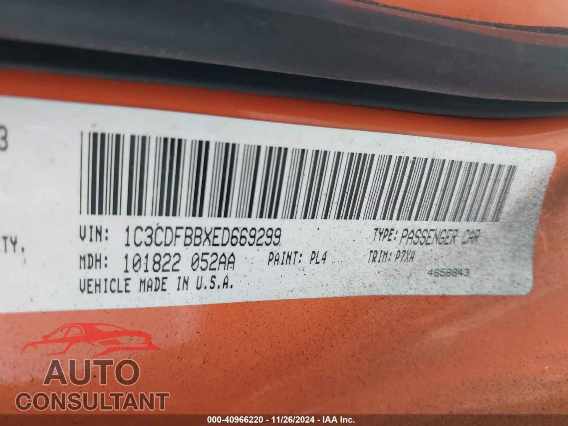 DODGE DART 2014 - 1C3CDFBBXED669299