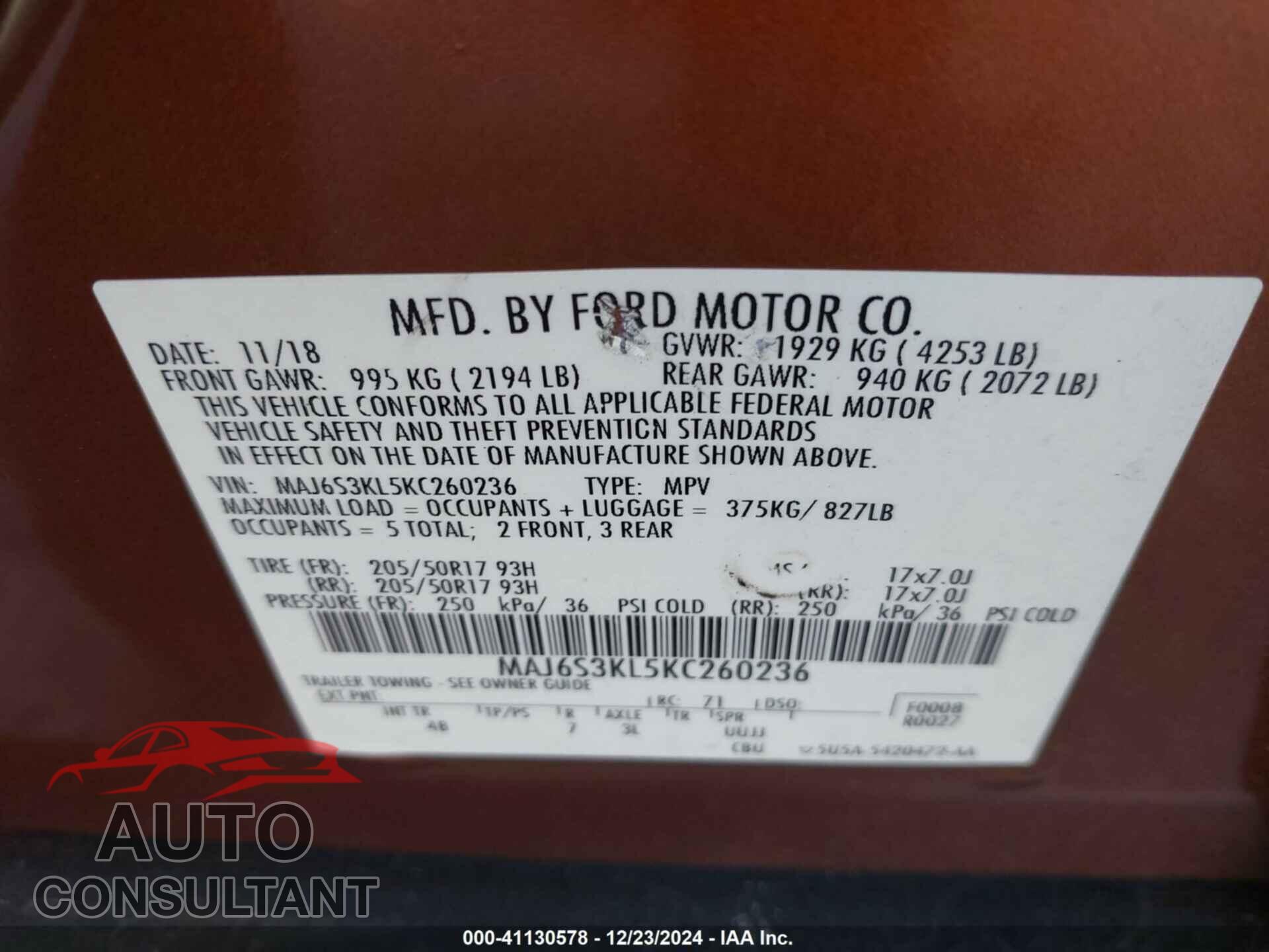FORD ECOSPORT 2019 - MAJ6S3KL5KC260236