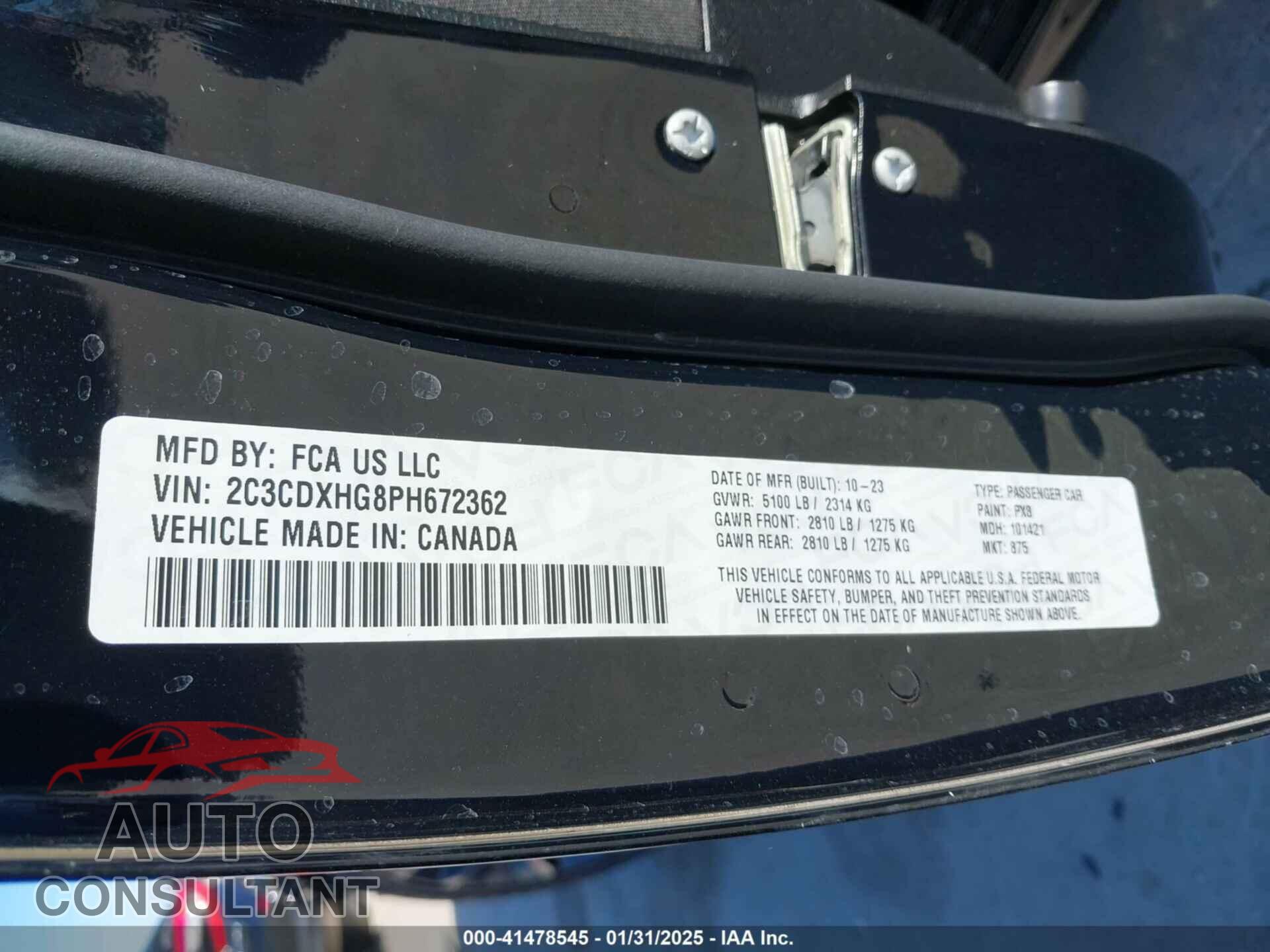 DODGE CHARGER 2023 - 2C3CDXHG8PH672362