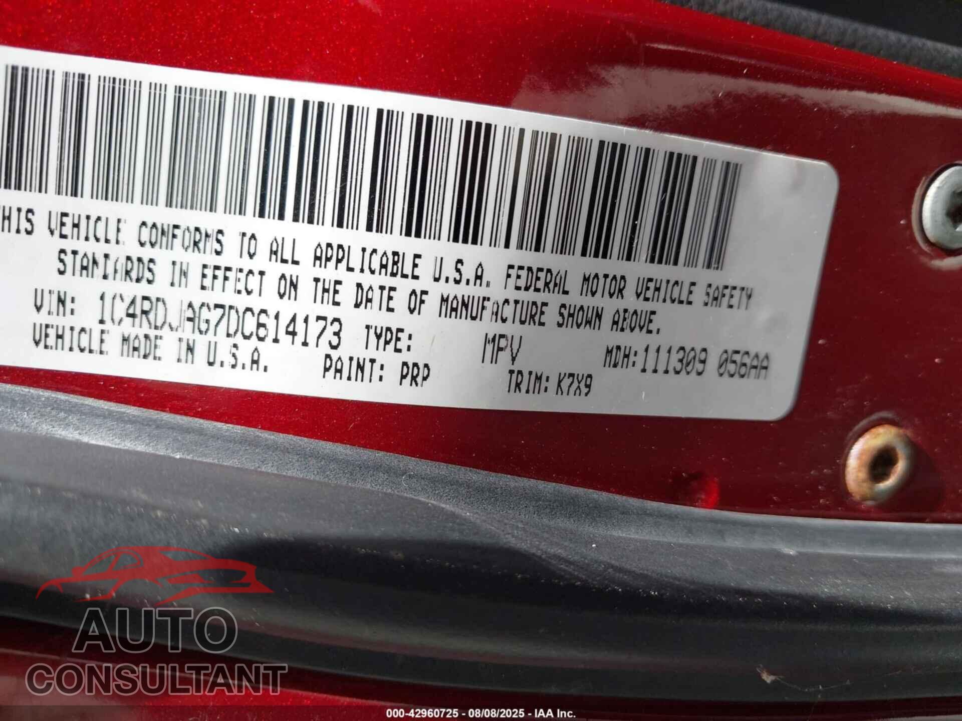 DODGE DURANGO 2013 - 1C4RDJAG7DC614173