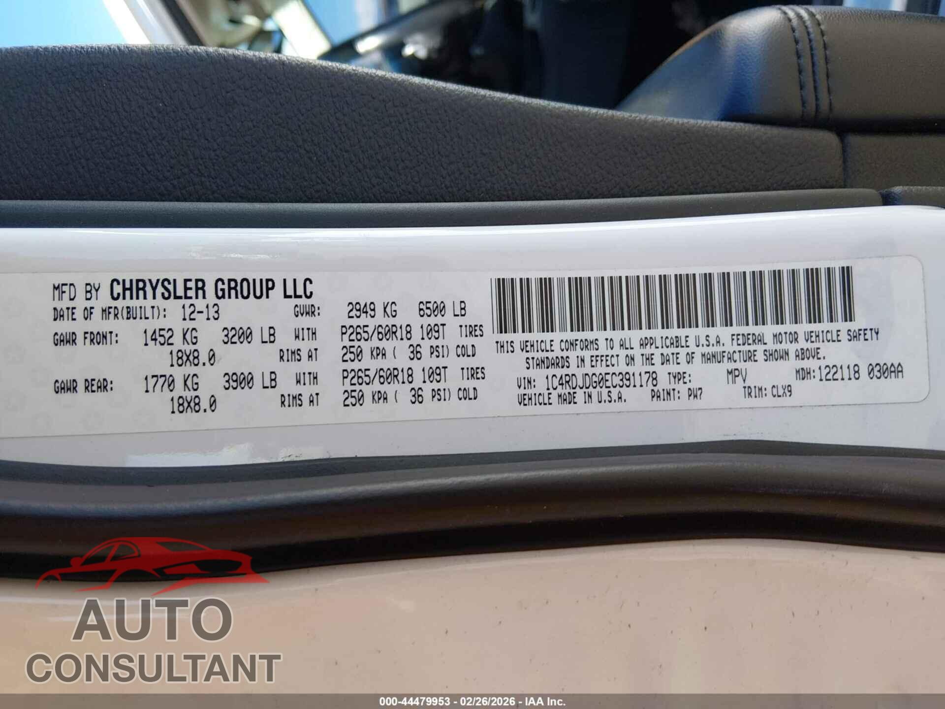 DODGE DURANGO 2014 - 1C4RDJDG0EC391178
