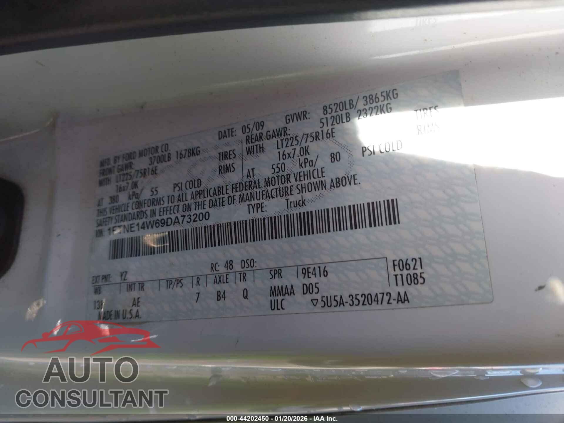 FORD E-150 2009 - 1FTNE14W69DA73200