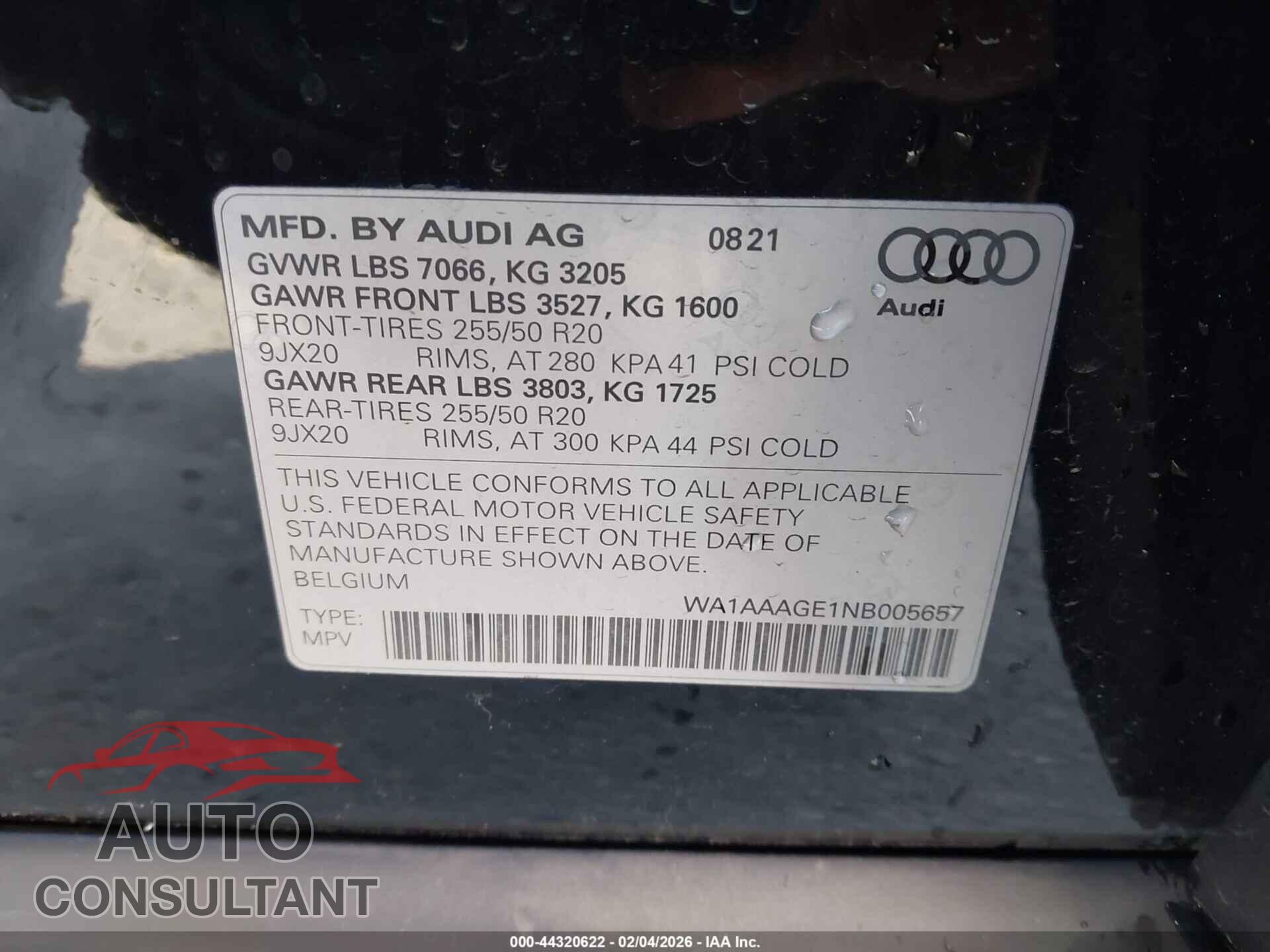 AUDI E-TRON 2022 - WA1AAAGE1NB005657