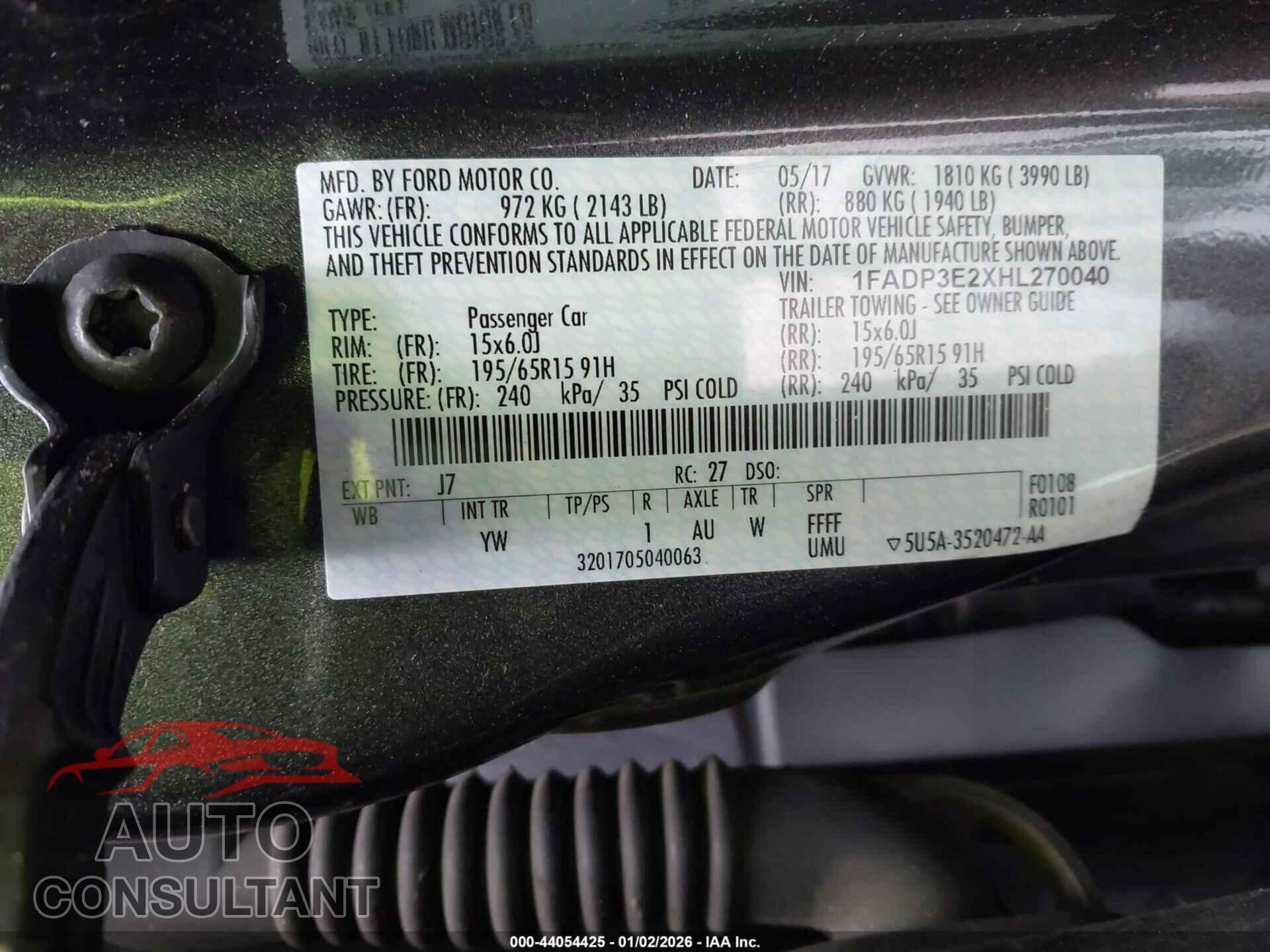 FORD FOCUS 2017 - 1FADP3E2XHL270040