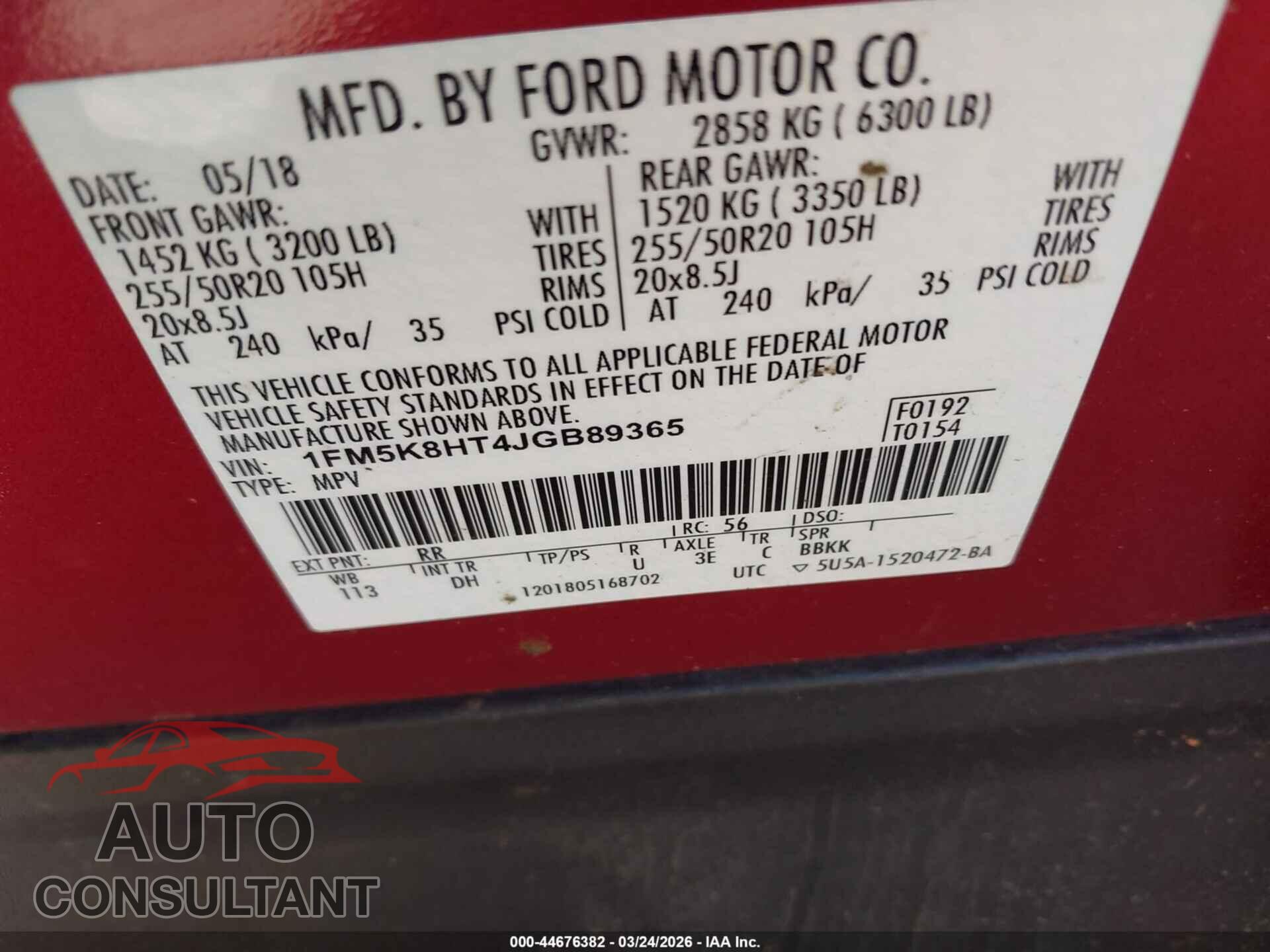FORD EXPLORER 2018 - 1FM5K8HT4JGB89365