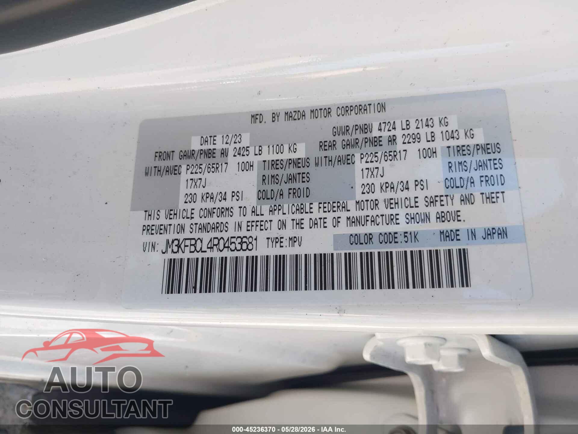 MAZDA CX-5 2024 - JM3KFBCL4R0453681