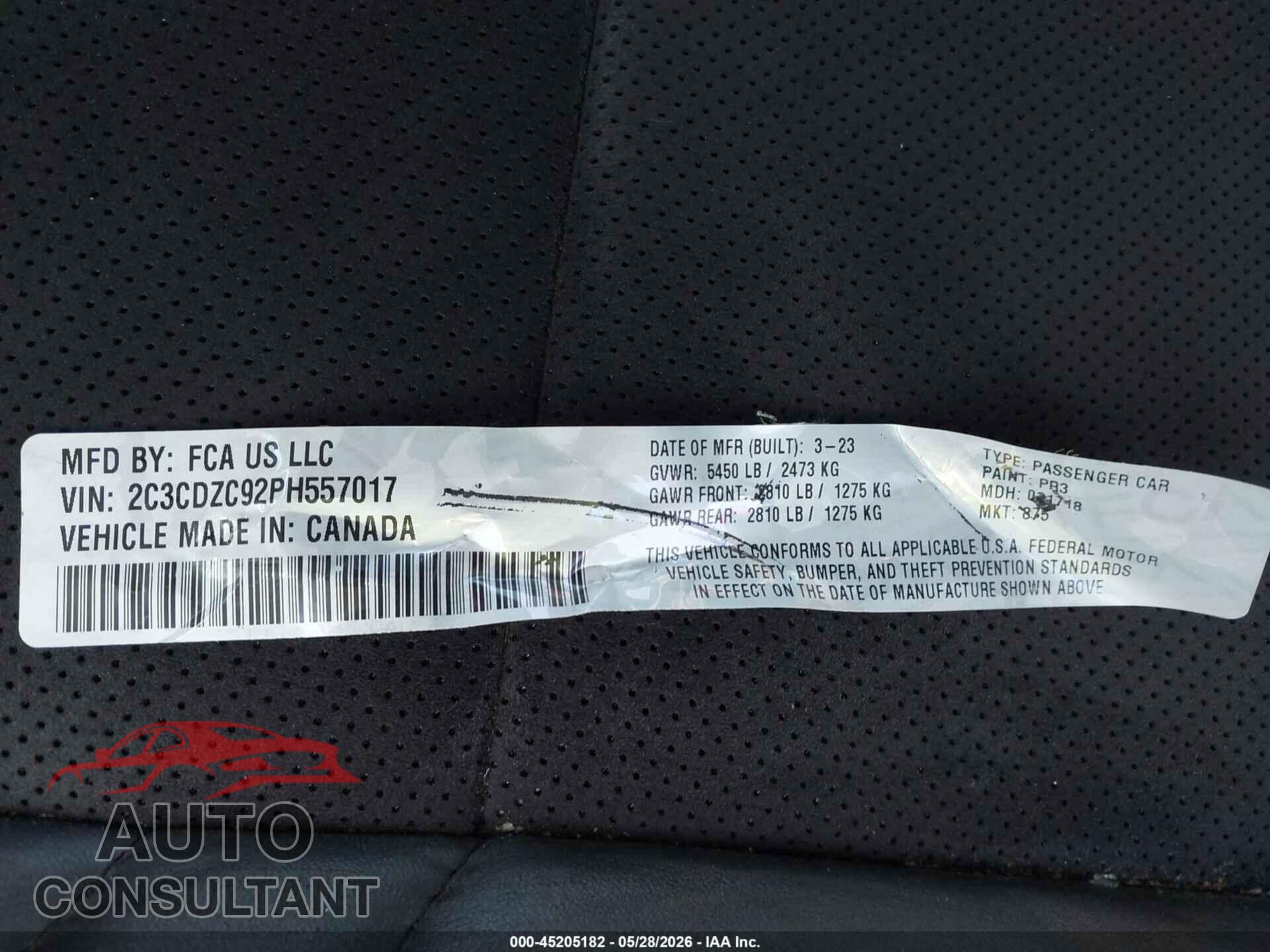 DODGE CHALLENGER 2023 - 2C3CDZC92PH557017