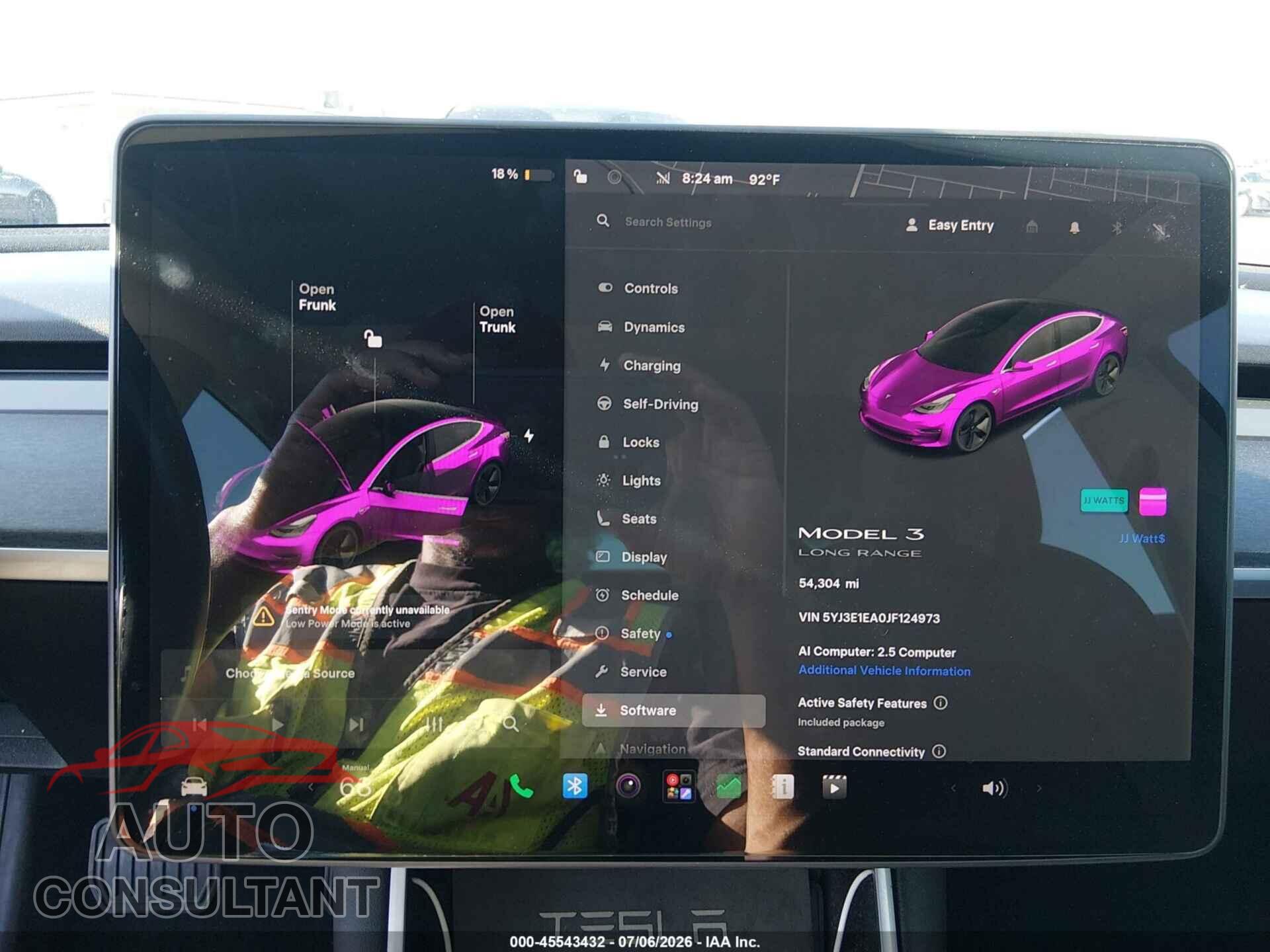 TESLA MODEL 3 2018 - 5YJ3E1EA0JF124973
