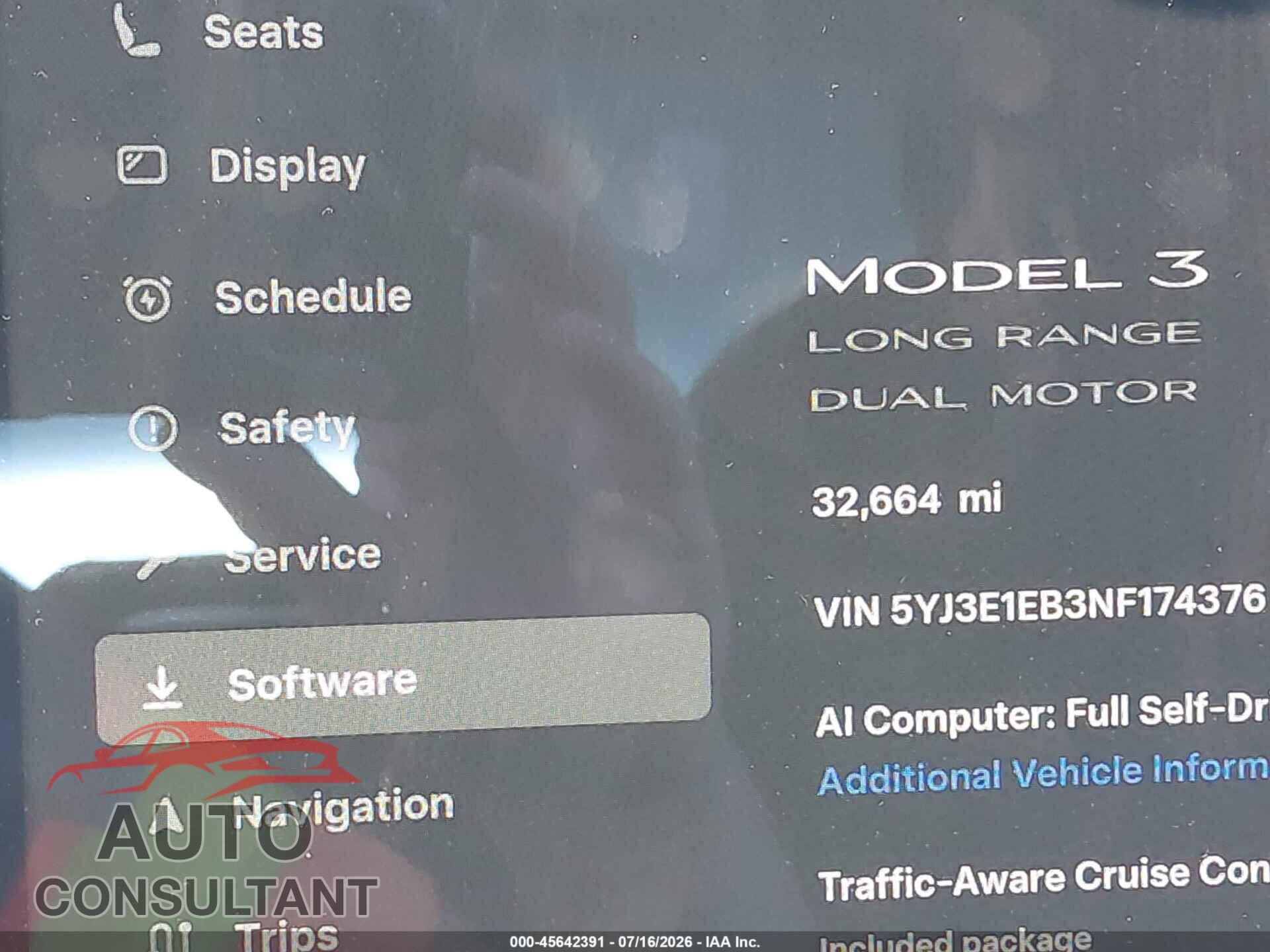 TESLA MODEL 3 2022 - 5YJ3E1EB3NF174376