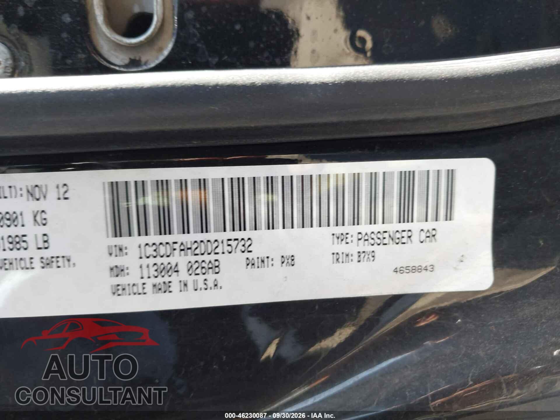 DODGE DART 2013 - 1C3CDFAH2DD215732