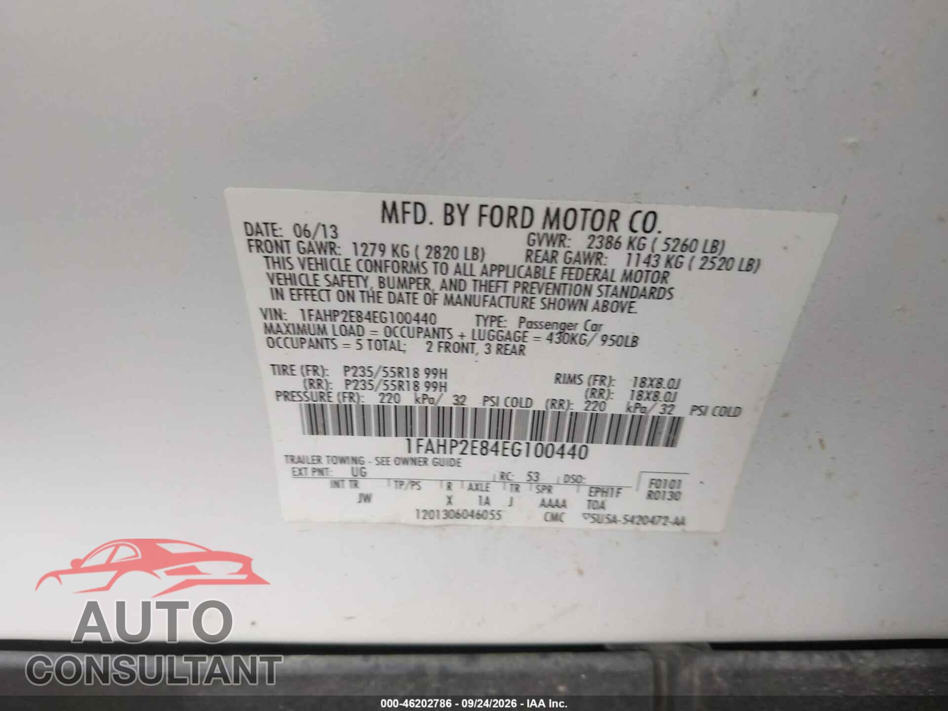 FORD TAURUS 2014 - 1FAHP2E84EG100440